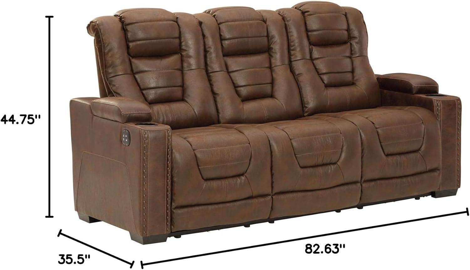 imageSignature Design by Ashley NextGen DuraPella Power Reclining Loveseat with Console ampamp Adjustable Headrest SandBrown
