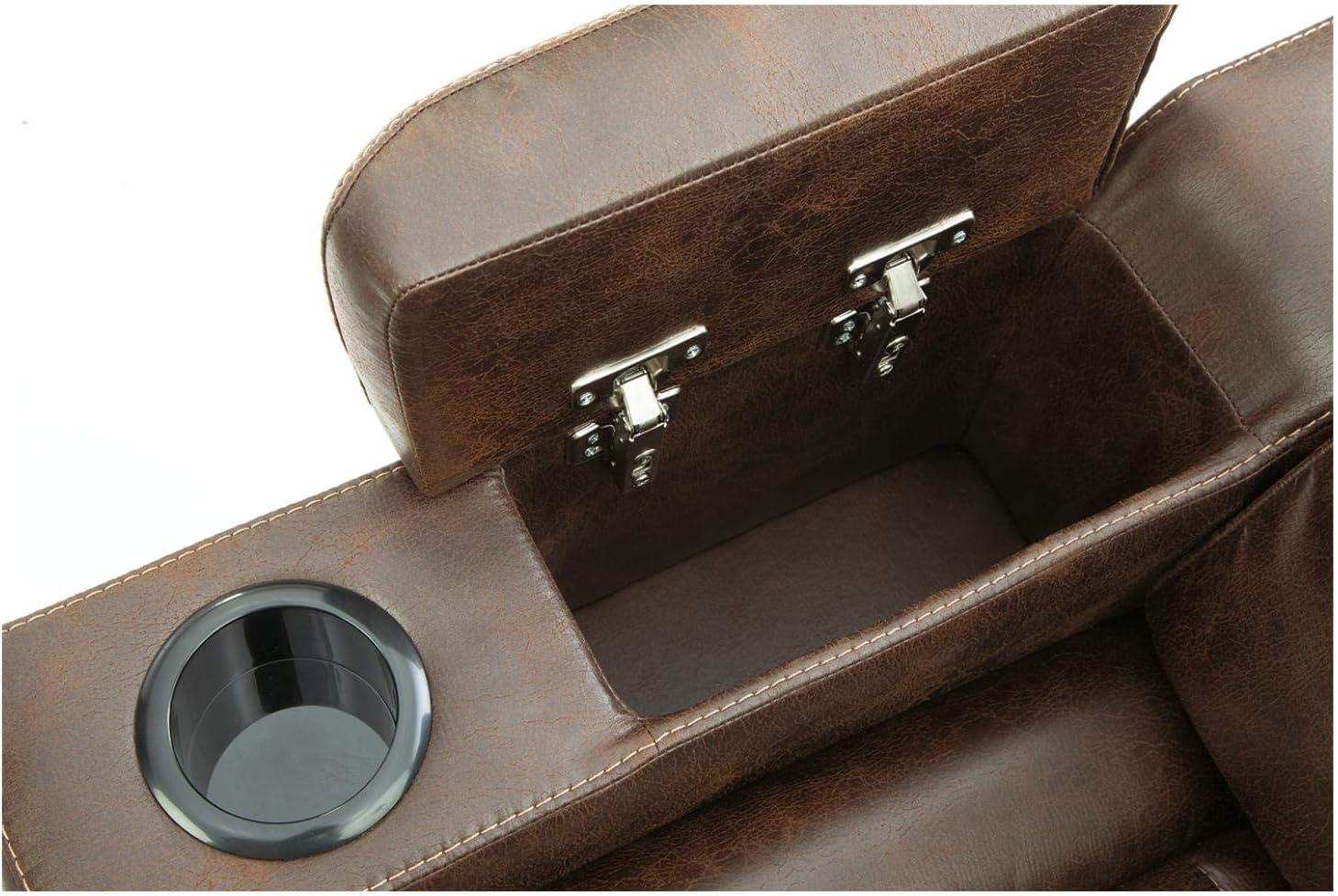 imageSignature Design by Ashley NextGen DuraPella Power Reclining Loveseat with Console ampamp Adjustable Headrest SandBrown