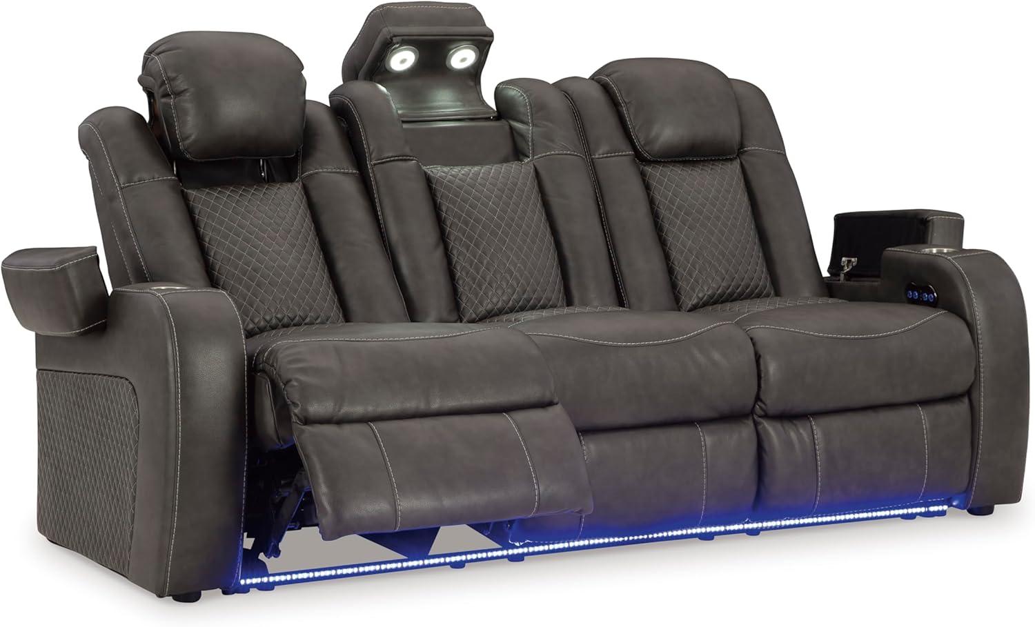 imageSignature Design by Ashley NextGen DuraPella Power Reclining Loveseat with Console ampamp Adjustable Headrest SandDark Gray