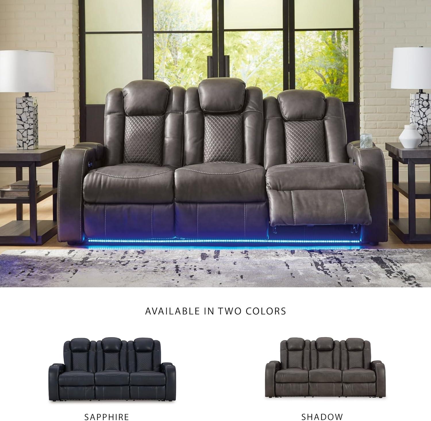 imageSignature Design by Ashley NextGen DuraPella Power Reclining Loveseat with Console ampamp Adjustable Headrest SandDark Gray