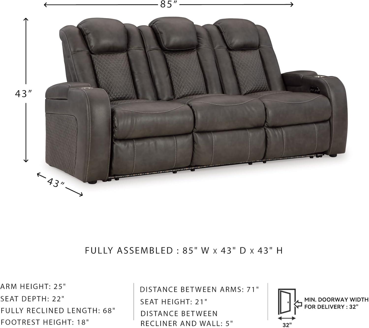 imageSignature Design by Ashley NextGen DuraPella Power Reclining Loveseat with Console ampamp Adjustable Headrest SandDark Gray