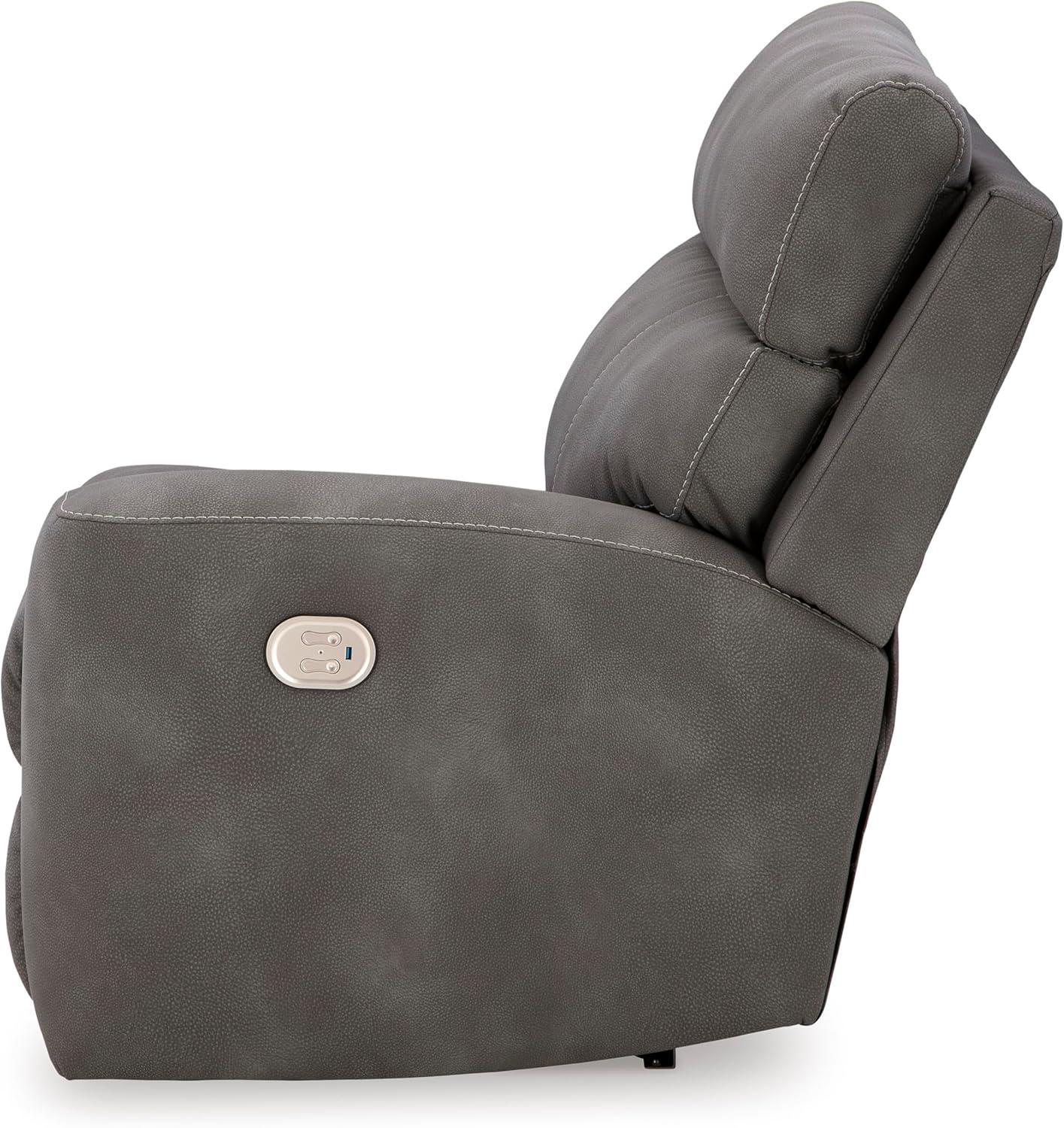 imageSignature Design by Ashley NextGen DuraPella Power Reclining Loveseat with Console ampamp Adjustable Headrest SandGrey