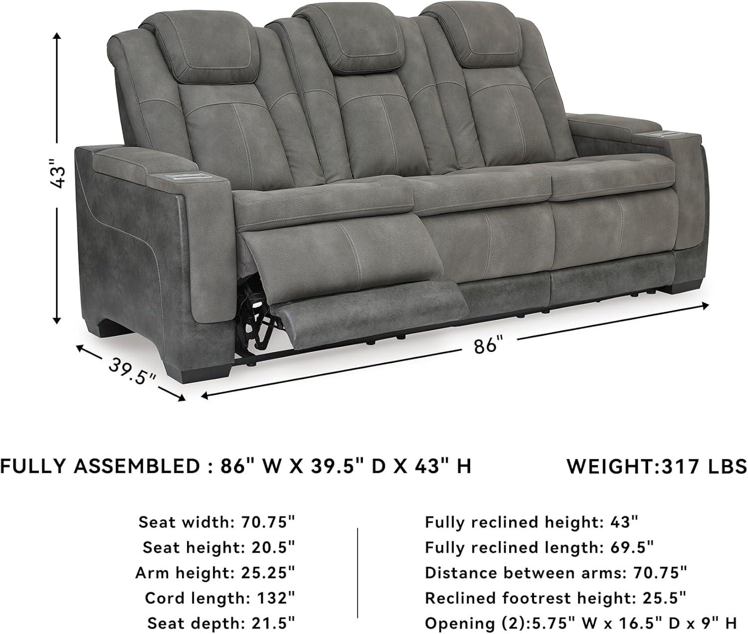 imageSignature Design by Ashley NextGen DuraPella Power Reclining Loveseat with Console ampamp Adjustable Headrest SandGrey