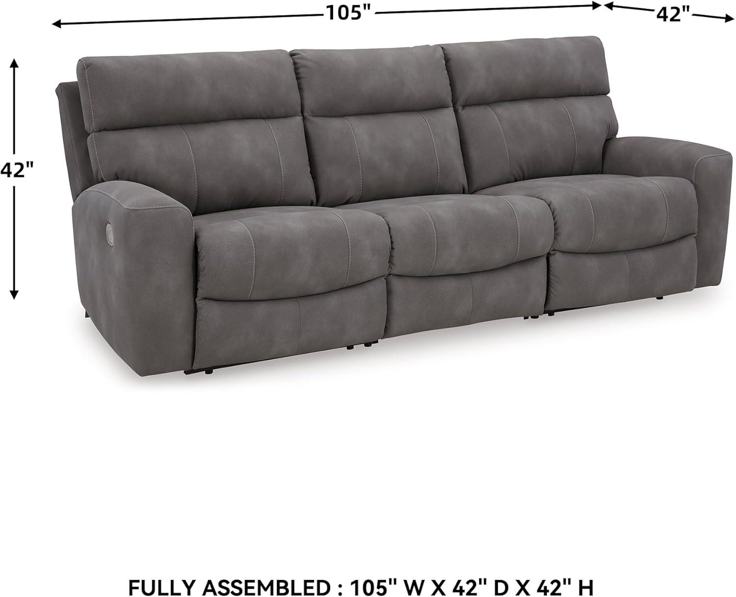 imageSignature Design by Ashley NextGen DuraPella Power Reclining Loveseat with Console ampamp Adjustable Headrest SandGrey