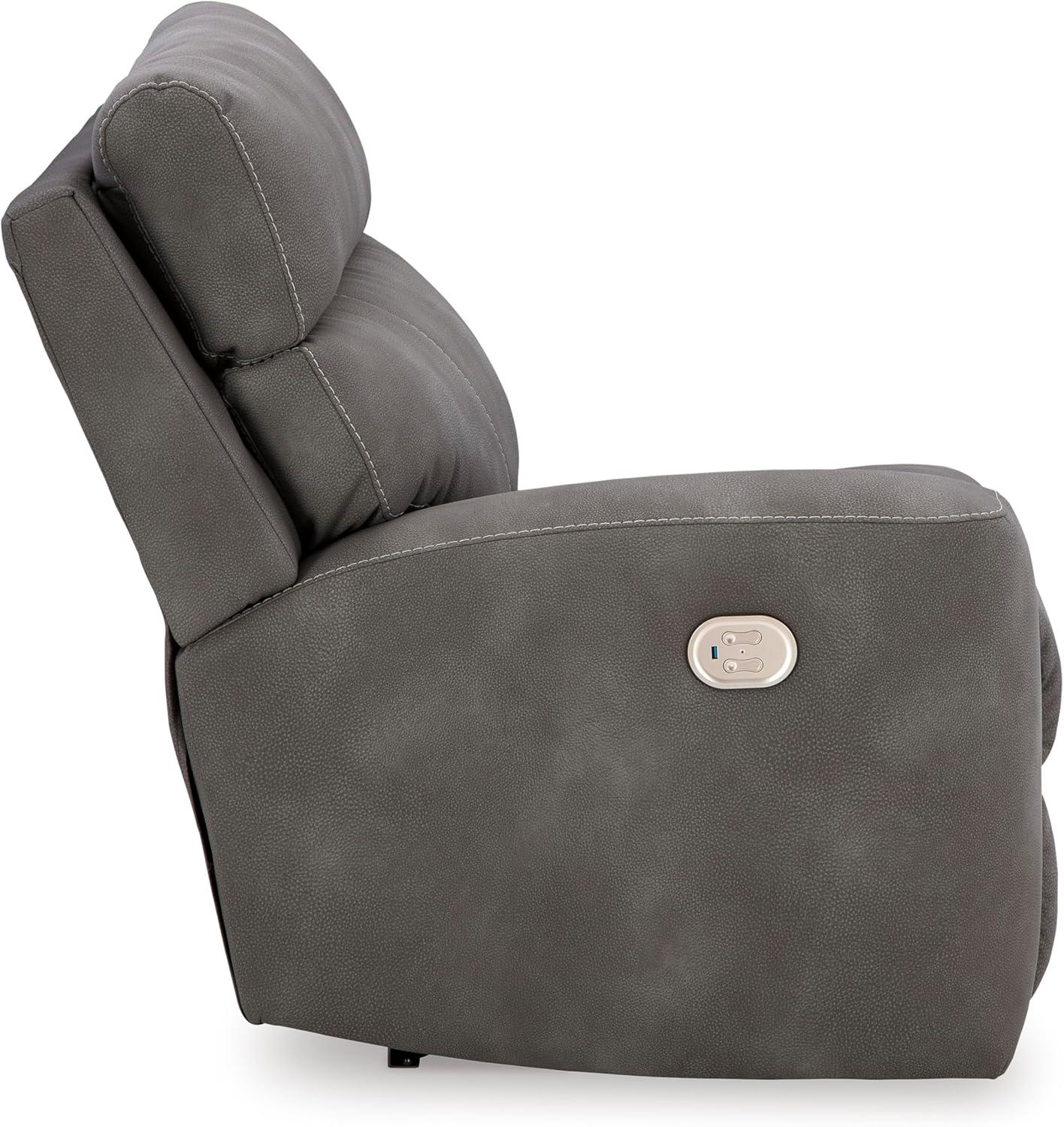 imageSignature Design by Ashley NextGen DuraPella Power Reclining Loveseat with Console ampamp Adjustable Headrest SandGrey