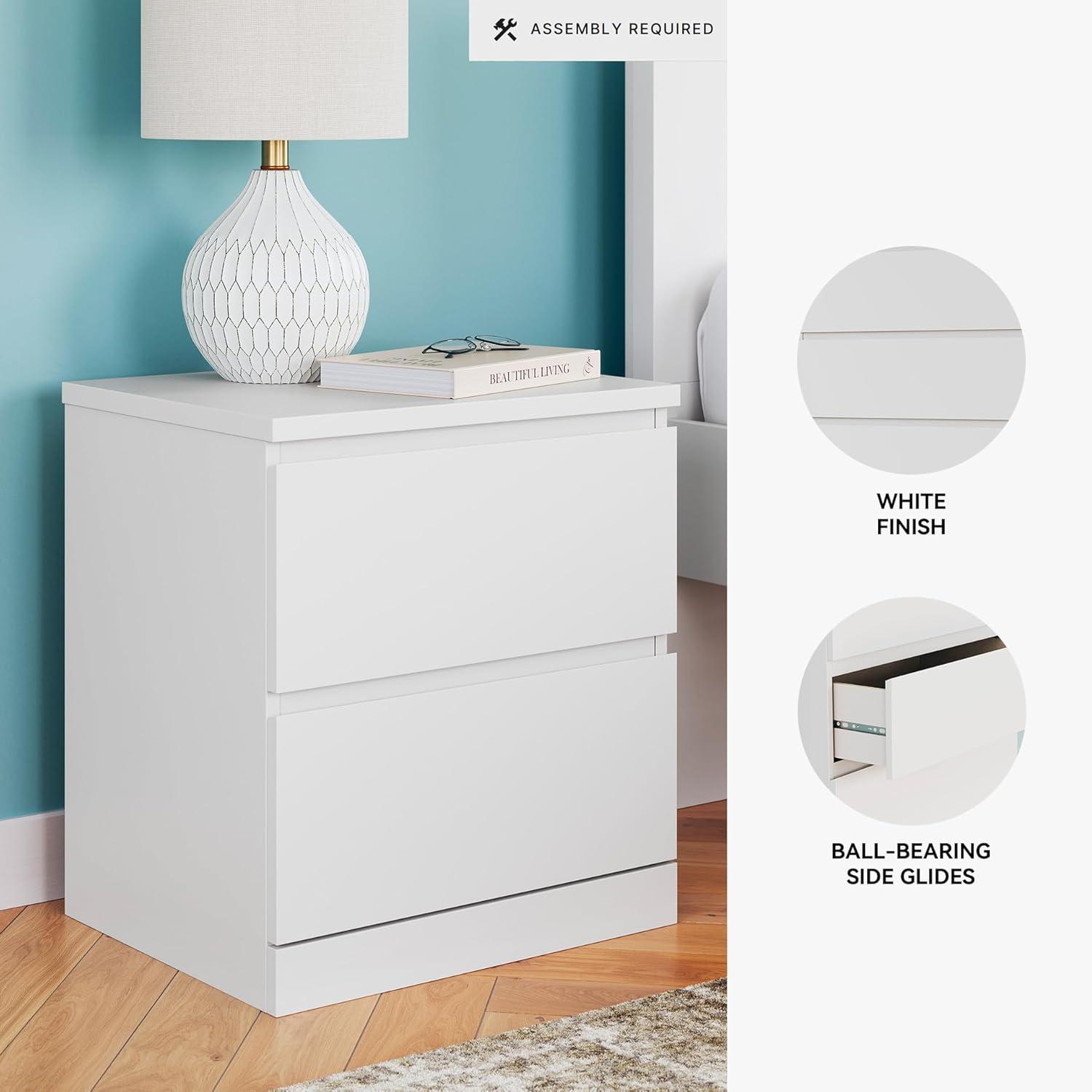 imageSignature Design by Ashley Onita Contemporary 2 Drawer Nightstand 2175quot Tall WhiteWhite