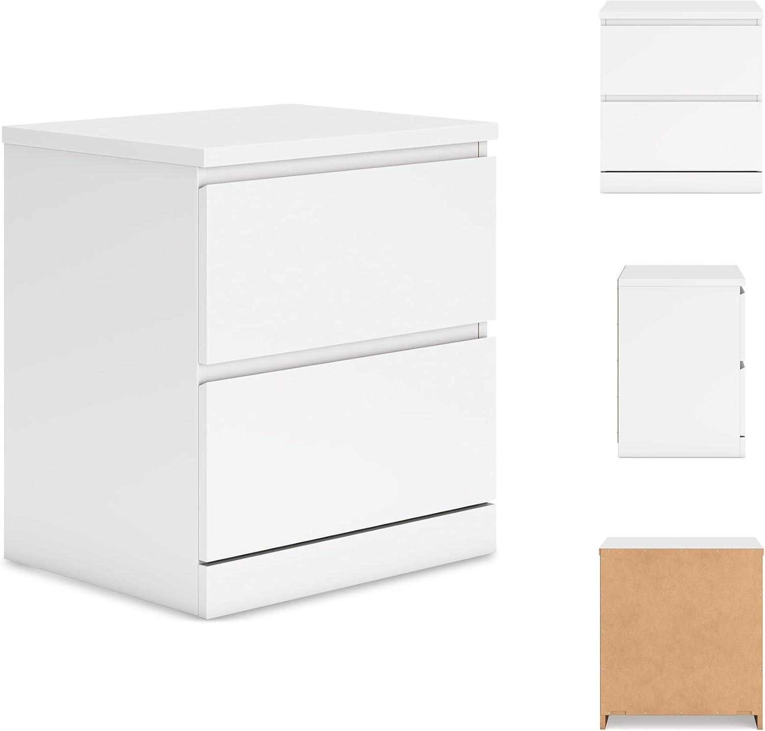 imageSignature Design by Ashley Onita Contemporary 2 Drawer Nightstand 2175quot Tall WhiteWhite