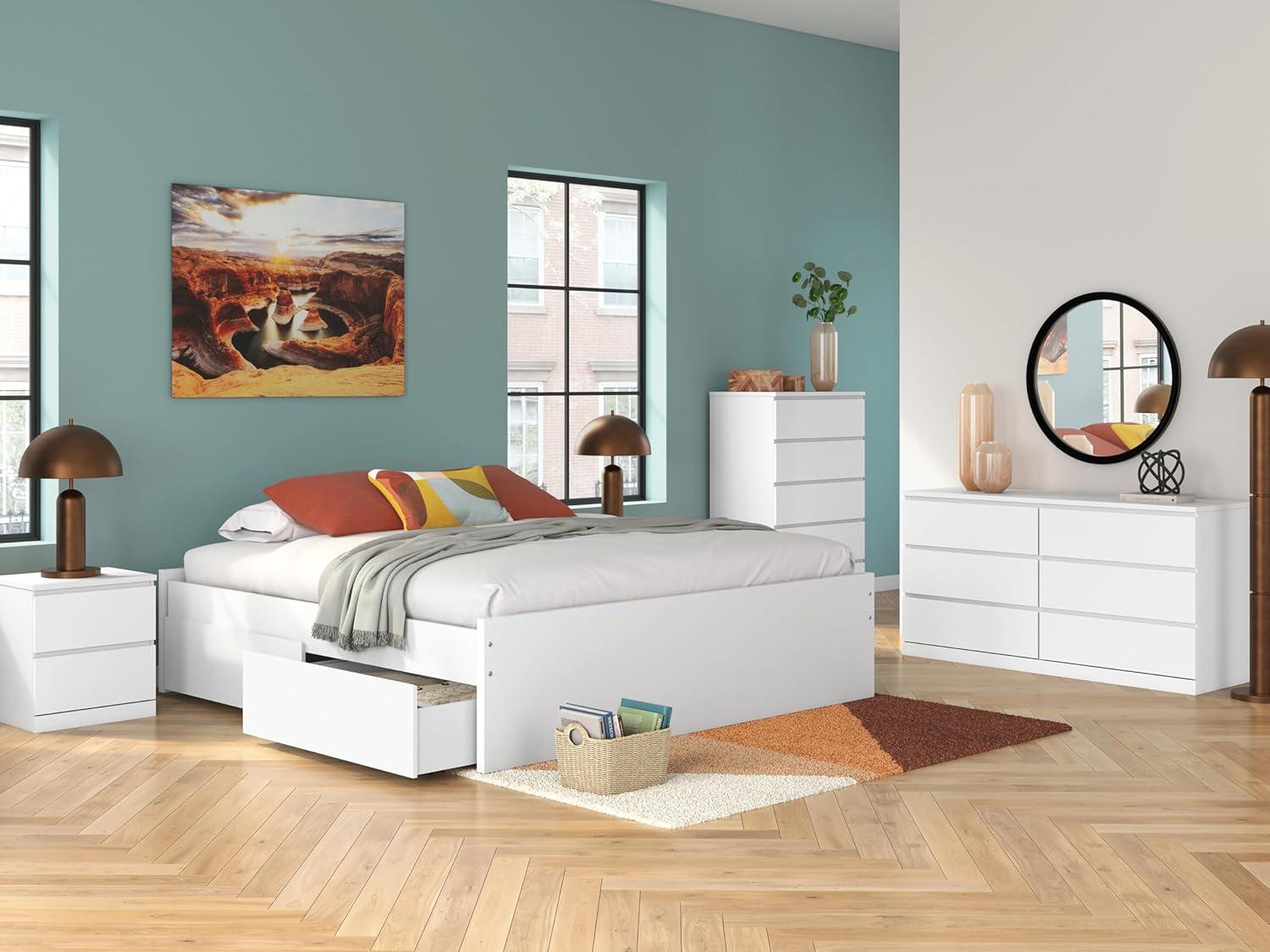 imageSignature Design by Ashley Onita Contemporary 2 Drawer Nightstand 2175quot Tall WhiteWhite