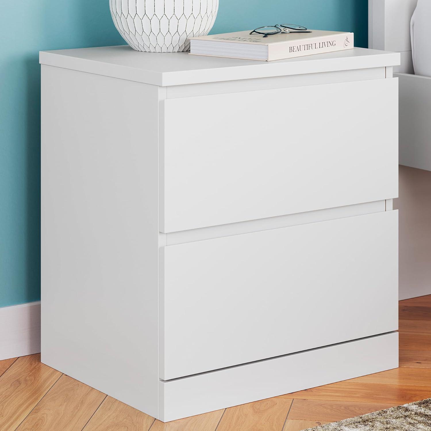 imageSignature Design by Ashley Onita Contemporary 2 Drawer Nightstand 2175quot Tall WhiteWhite