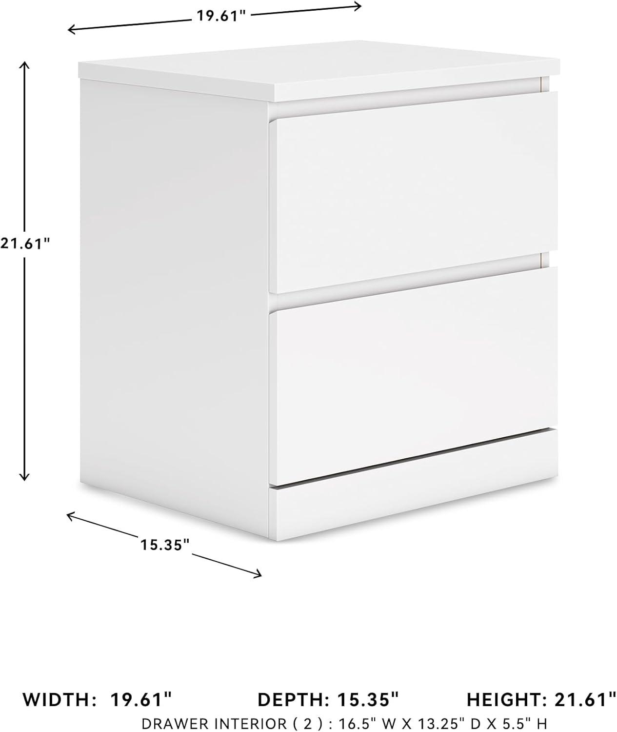 imageSignature Design by Ashley Onita Contemporary 2 Drawer Nightstand 2175quot Tall WhiteWhite