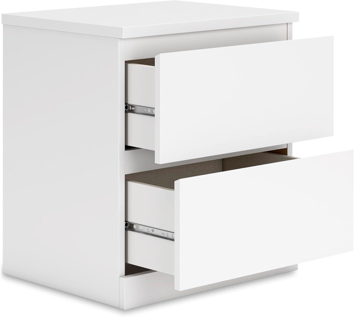 imageSignature Design by Ashley Onita Contemporary 2 Drawer Nightstand 2175quot Tall WhiteWhite