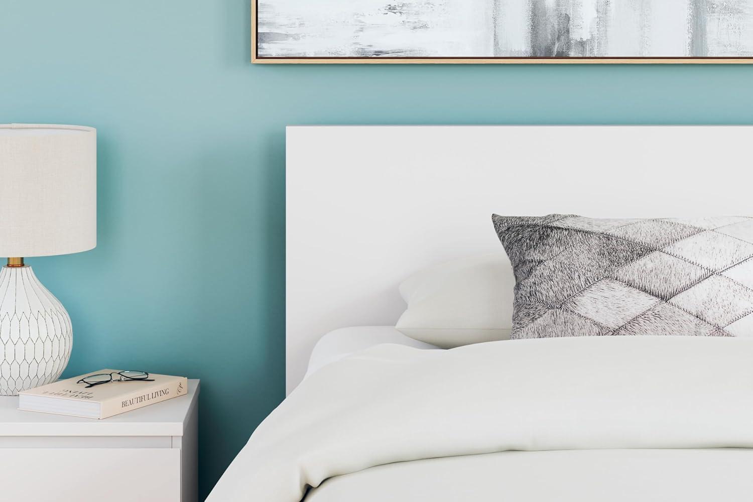 imageSignature Design by Ashley Onita Contemporary Adjustable Height Panel Headboard for Bedroom Twin WhiteTwin