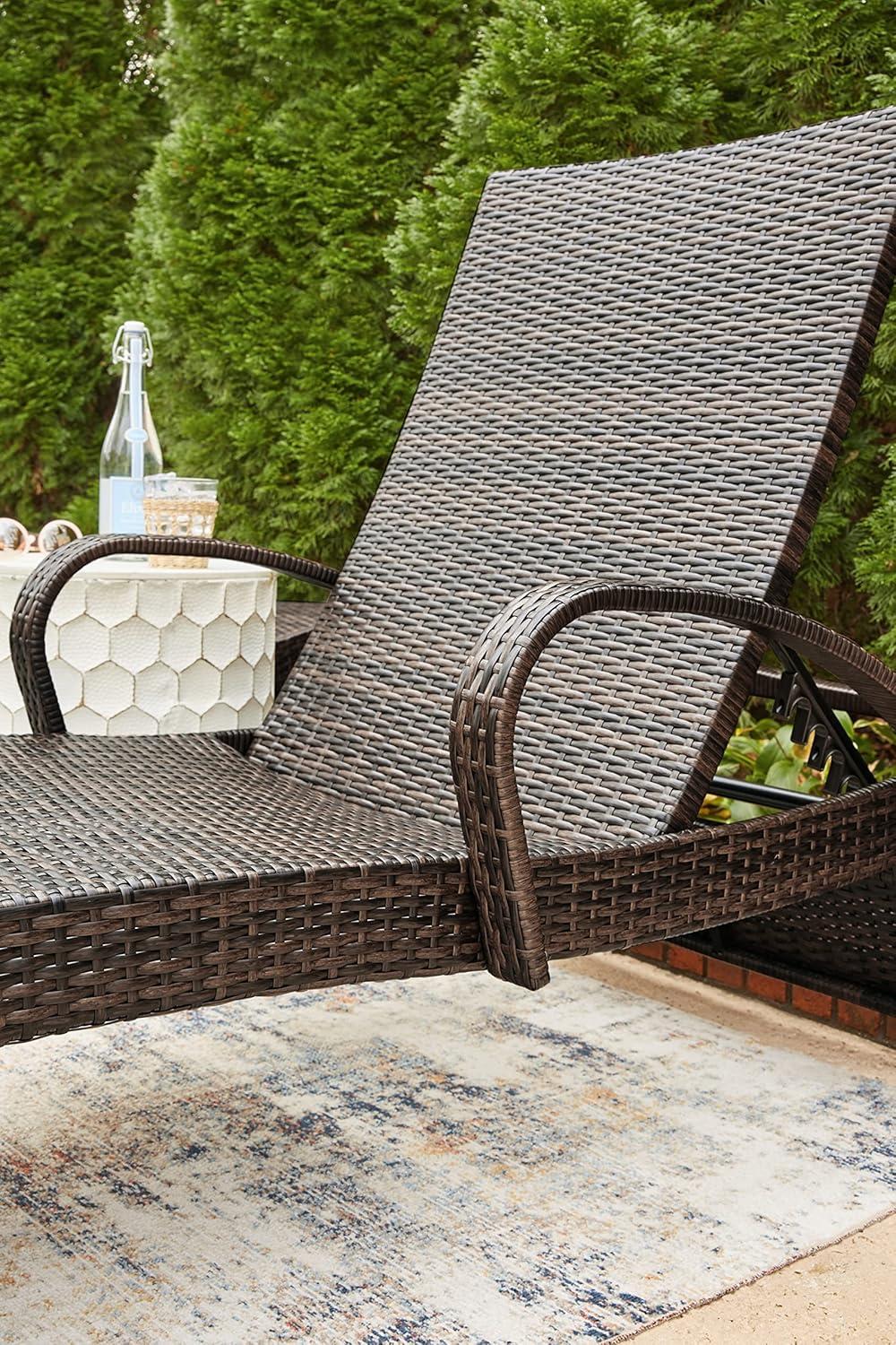 imageSignature Design by Ashley Outdoor Kantana 2 Piece Patio Wicker Chaise Lounge Set Brown