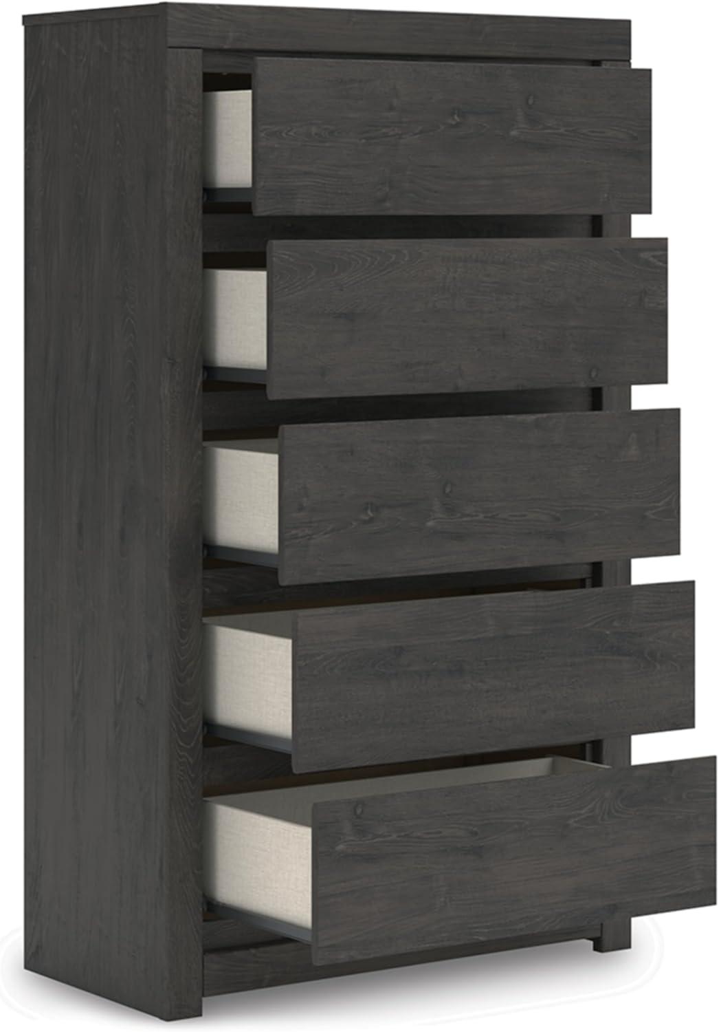 imageSignature Design by Ashley Porter Traditional 5 Drawer Chest of Drawers Dark BrownCharcoal