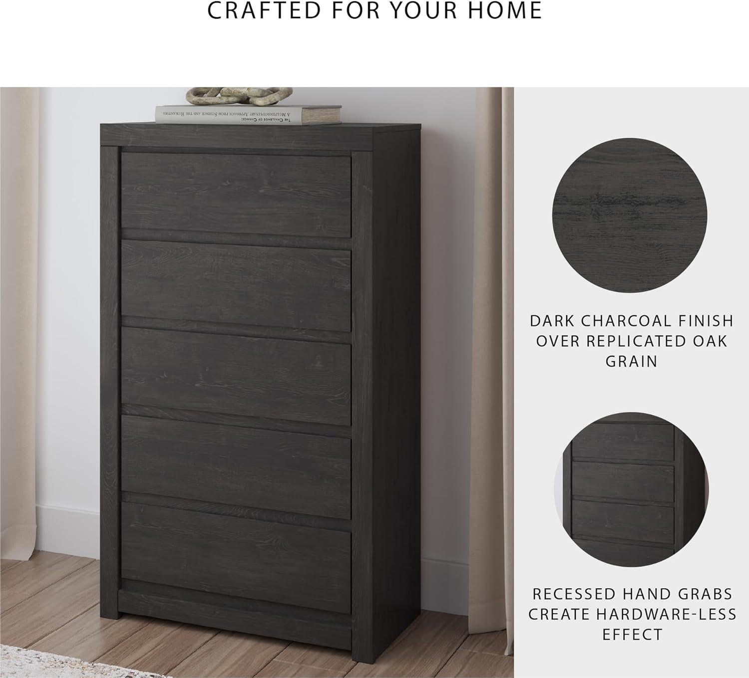 imageSignature Design by Ashley Porter Traditional 5 Drawer Chest of Drawers Dark BrownCharcoal