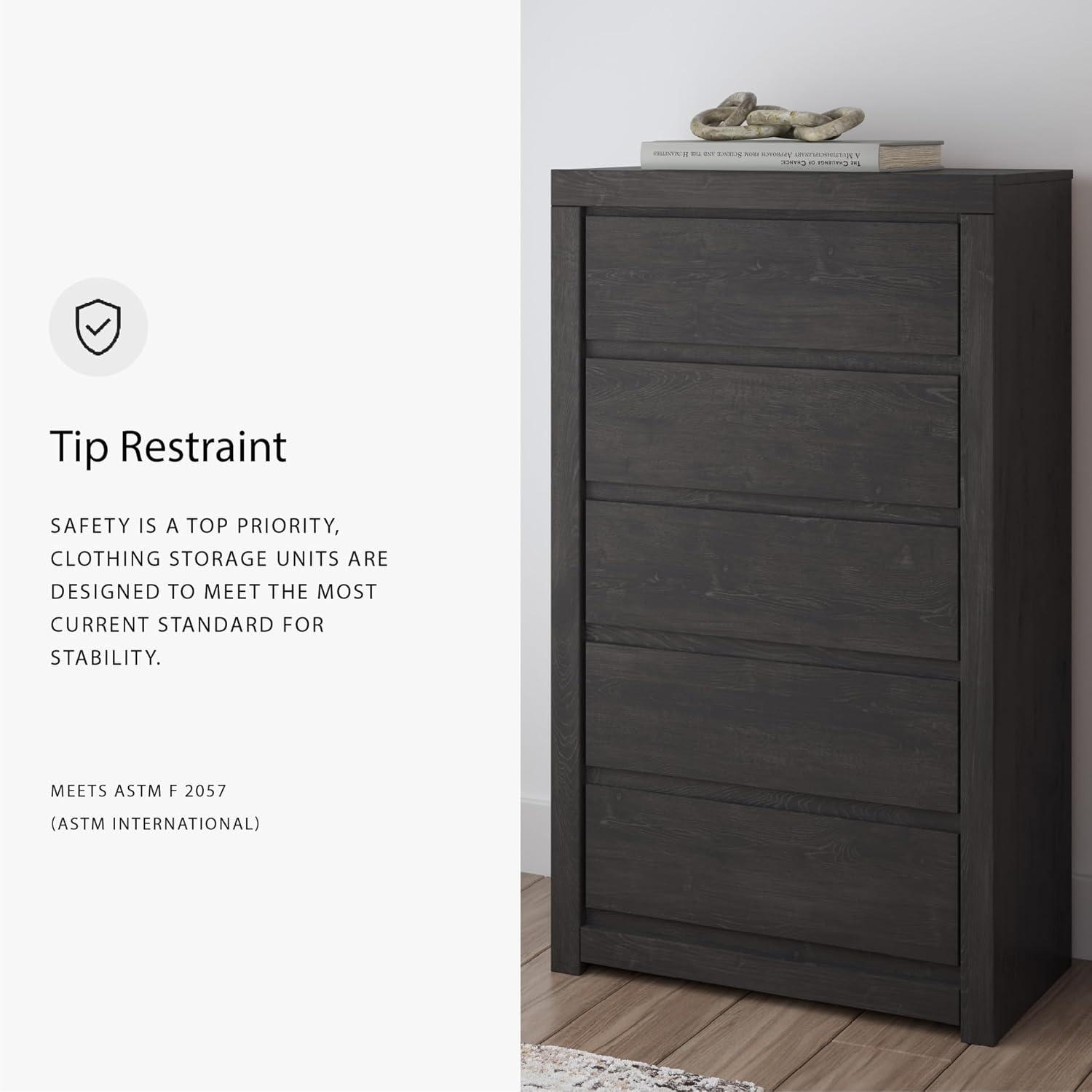 imageSignature Design by Ashley Porter Traditional 5 Drawer Chest of Drawers Dark BrownCharcoal