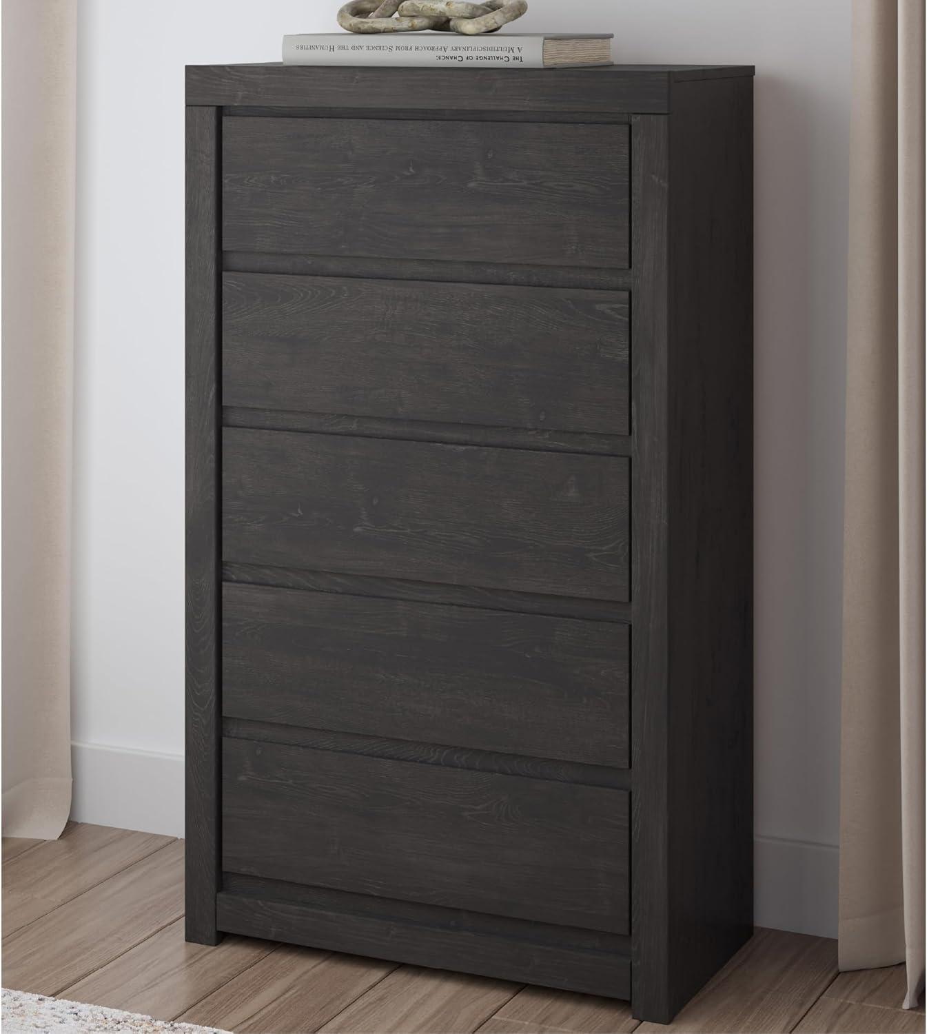 imageSignature Design by Ashley Porter Traditional 5 Drawer Chest of Drawers Dark BrownCharcoal