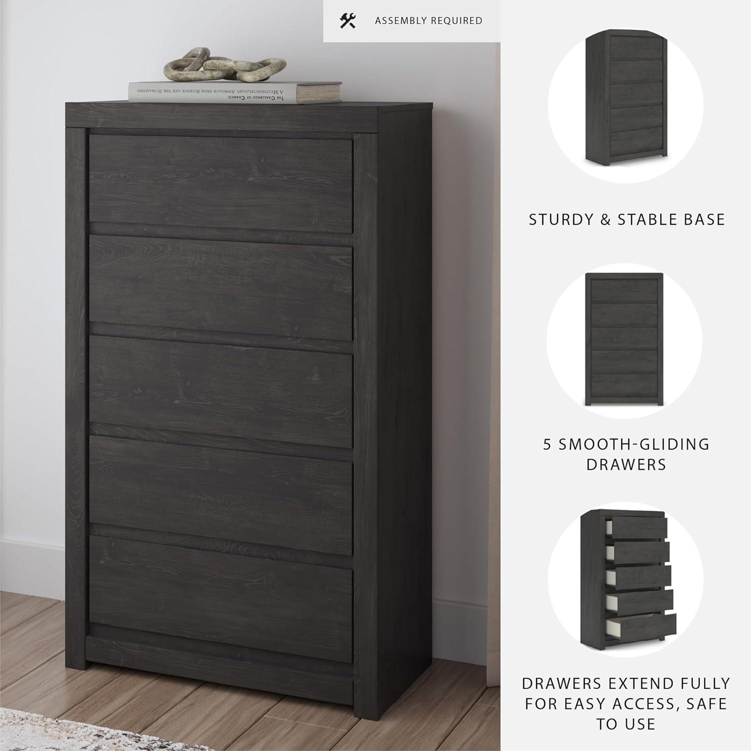imageSignature Design by Ashley Porter Traditional 5 Drawer Chest of Drawers Dark BrownCharcoal