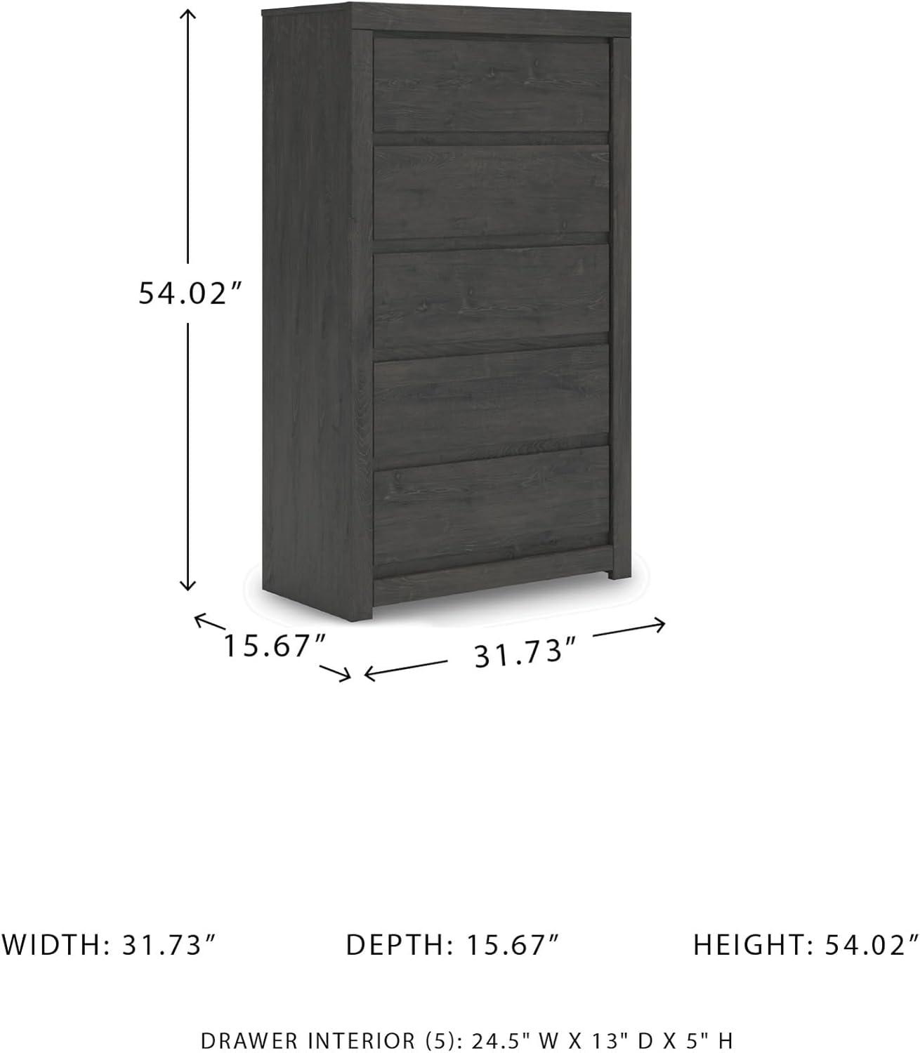 imageSignature Design by Ashley Porter Traditional 5 Drawer Chest of Drawers Dark BrownCharcoal