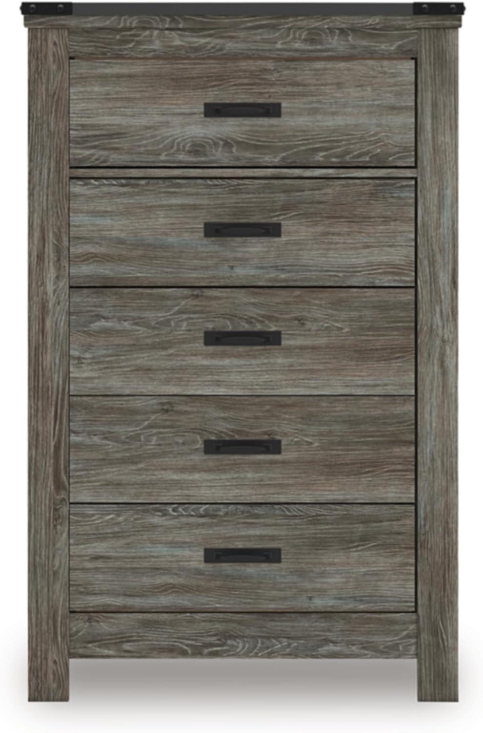 imageSignature Design by Ashley Porter Traditional 5 Drawer Chest of Drawers Dark BrownGrey