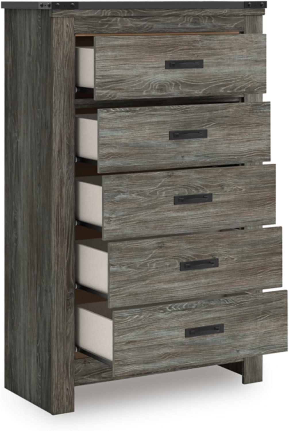imageSignature Design by Ashley Porter Traditional 5 Drawer Chest of Drawers Dark BrownGrey