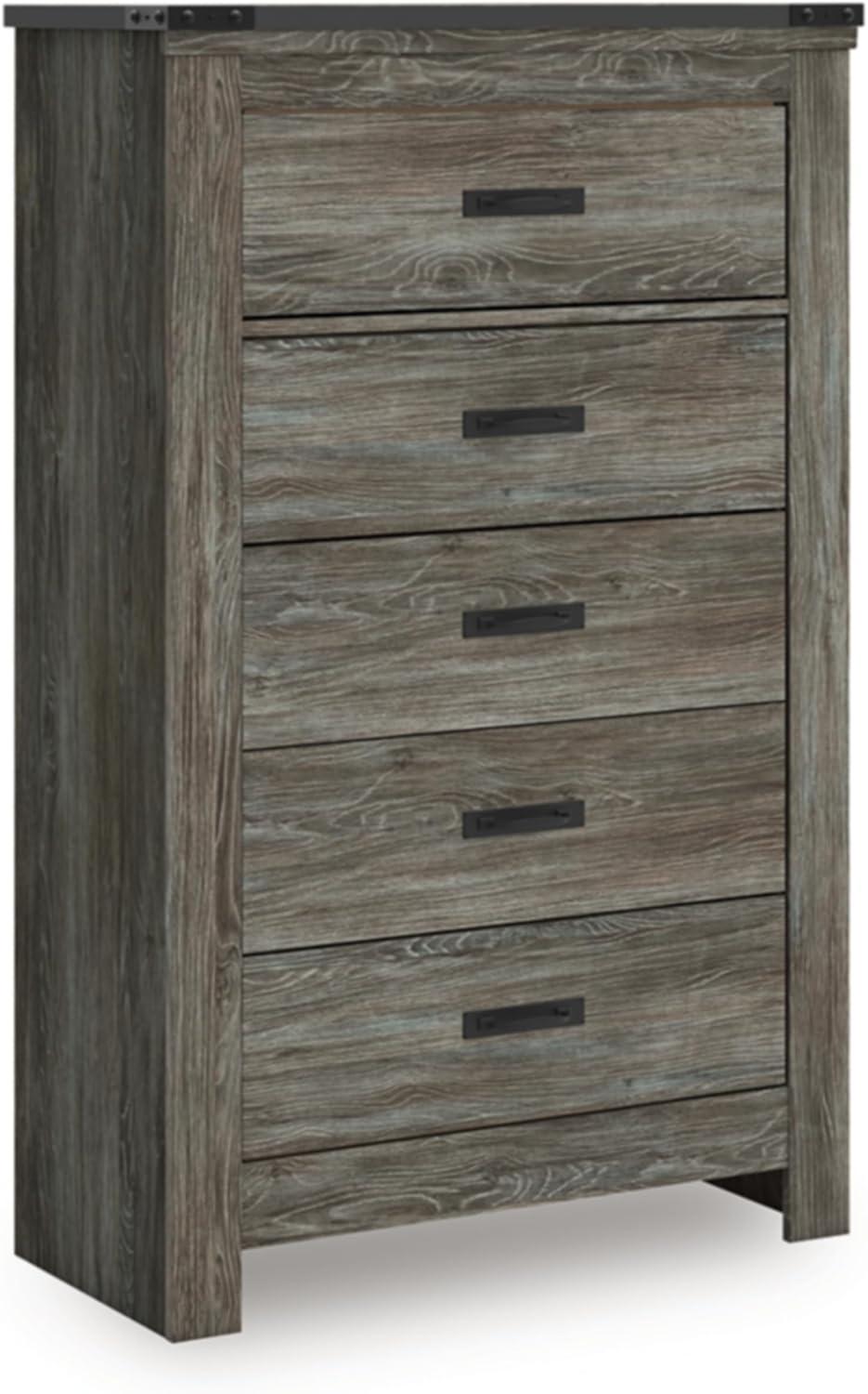imageSignature Design by Ashley Porter Traditional 5 Drawer Chest of Drawers Dark BrownGrey