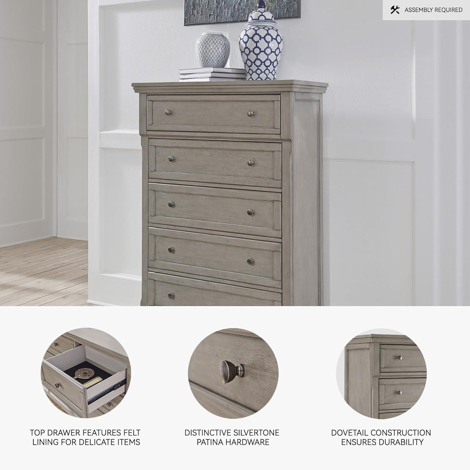 imageSignature Design by Ashley Porter Traditional 5 Drawer Chest of Drawers Dark BrownLight Gray