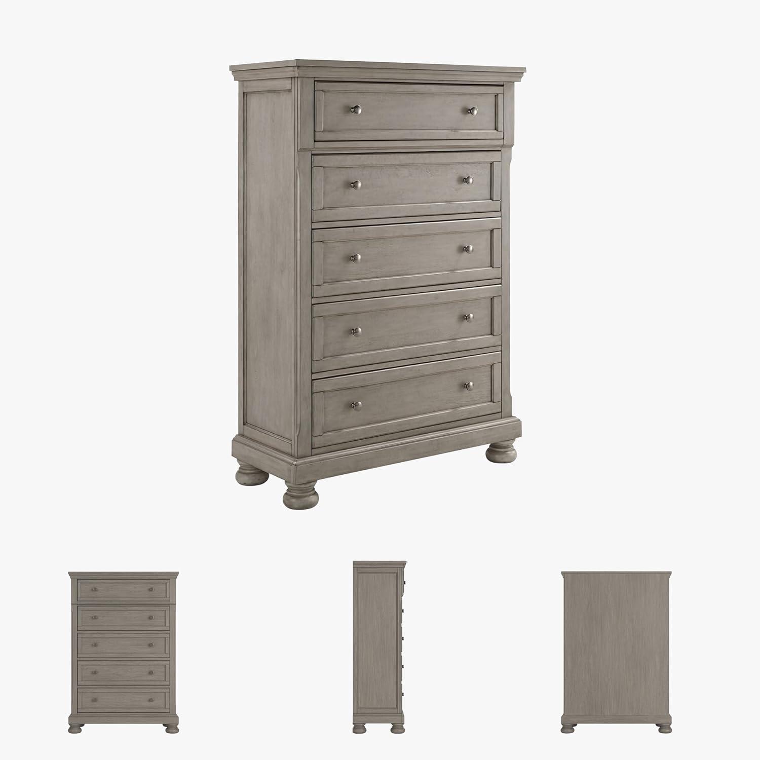 imageSignature Design by Ashley Porter Traditional 5 Drawer Chest of Drawers Dark BrownLight Gray