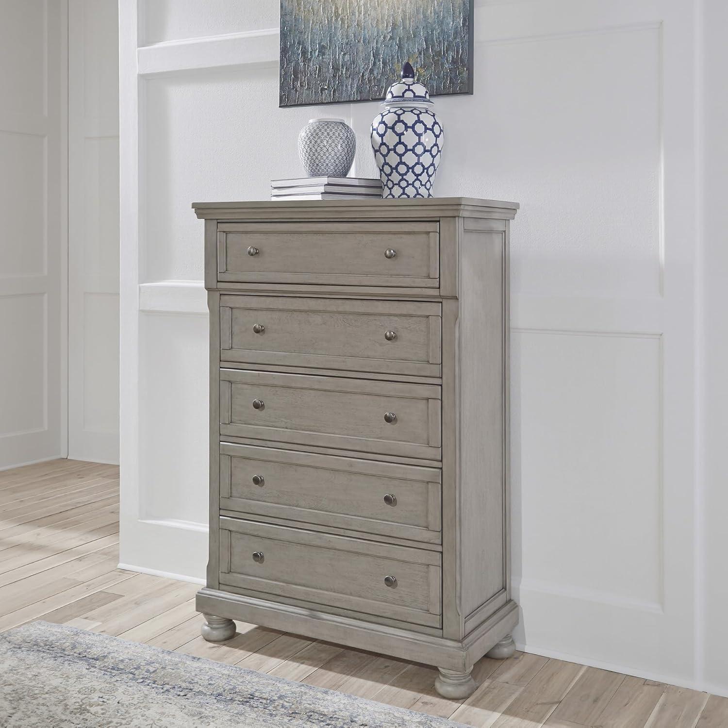 imageSignature Design by Ashley Porter Traditional 5 Drawer Chest of Drawers Dark BrownLight Gray