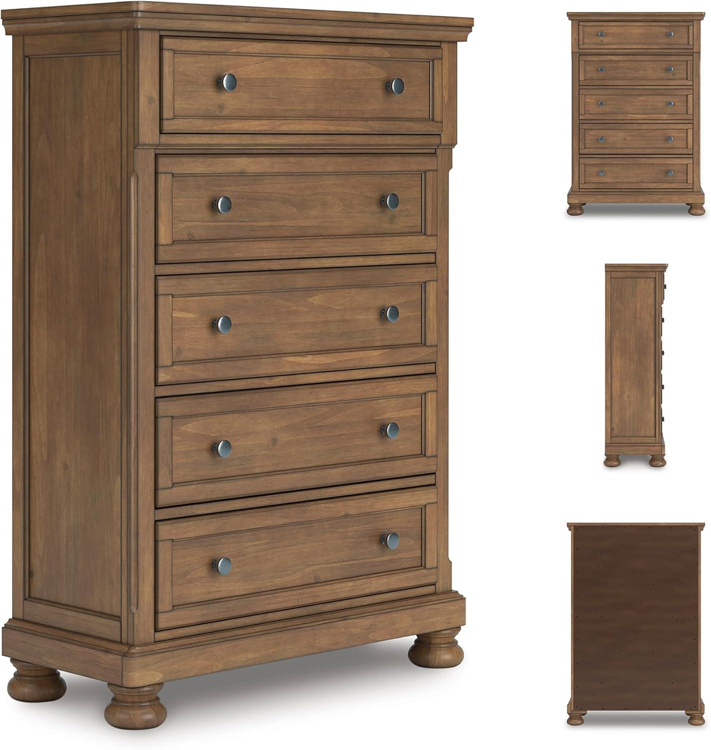imageSignature Design by Ashley Porter Traditional 5 Drawer Chest of Drawers Dark BrownMedium Brown