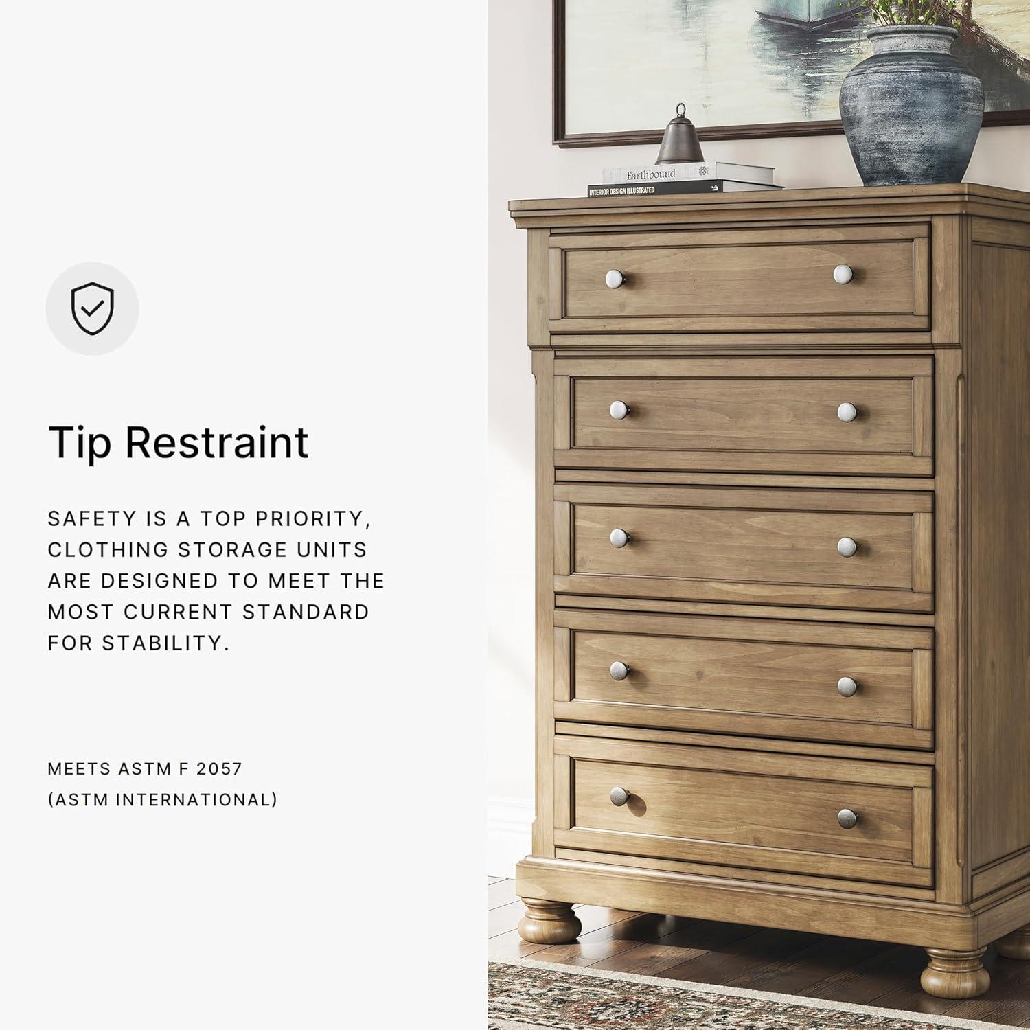 imageSignature Design by Ashley Porter Traditional 5 Drawer Chest of Drawers Dark BrownMedium Brown