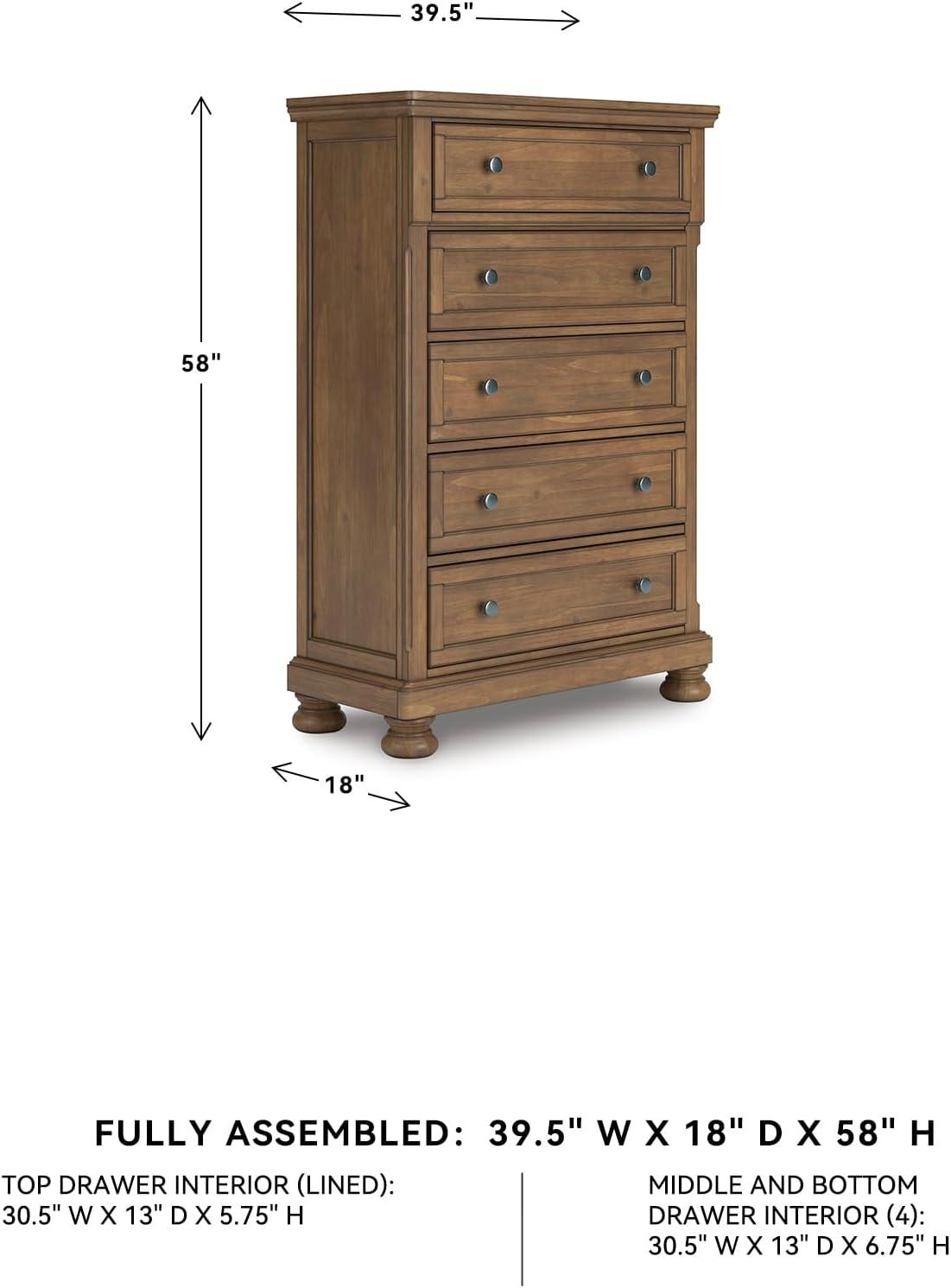 imageSignature Design by Ashley Porter Traditional 5 Drawer Chest of Drawers Dark BrownMedium Brown