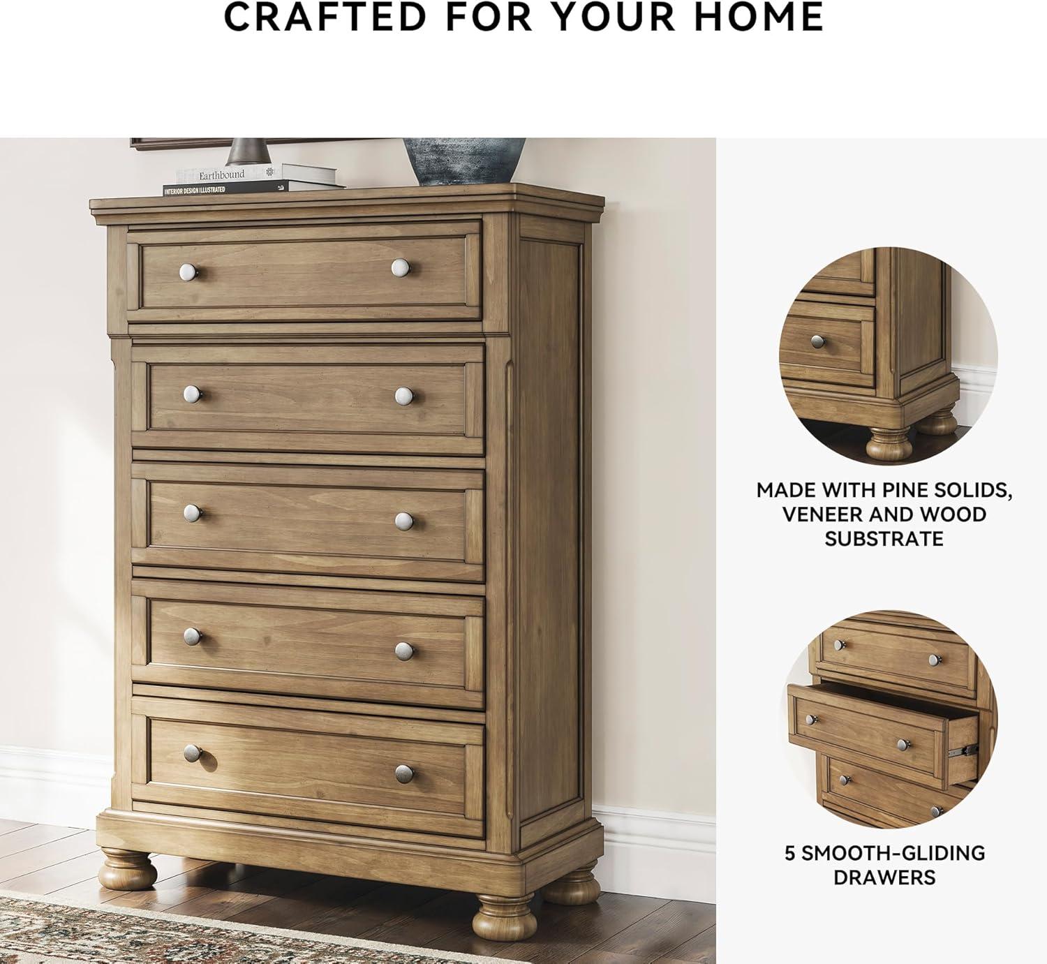 imageSignature Design by Ashley Porter Traditional 5 Drawer Chest of Drawers Dark BrownMedium Brown