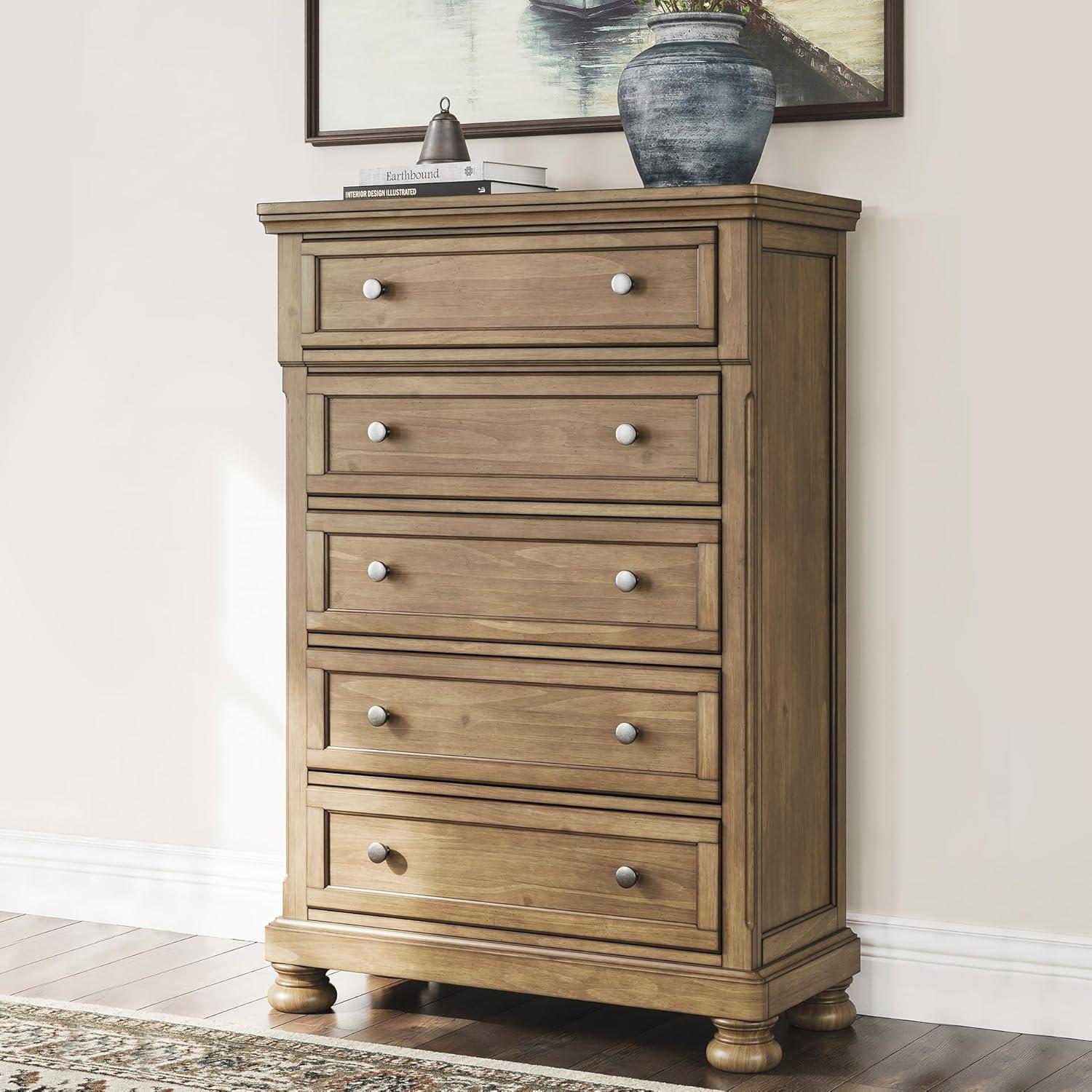 imageSignature Design by Ashley Porter Traditional 5 Drawer Chest of Drawers Dark BrownMedium Brown
