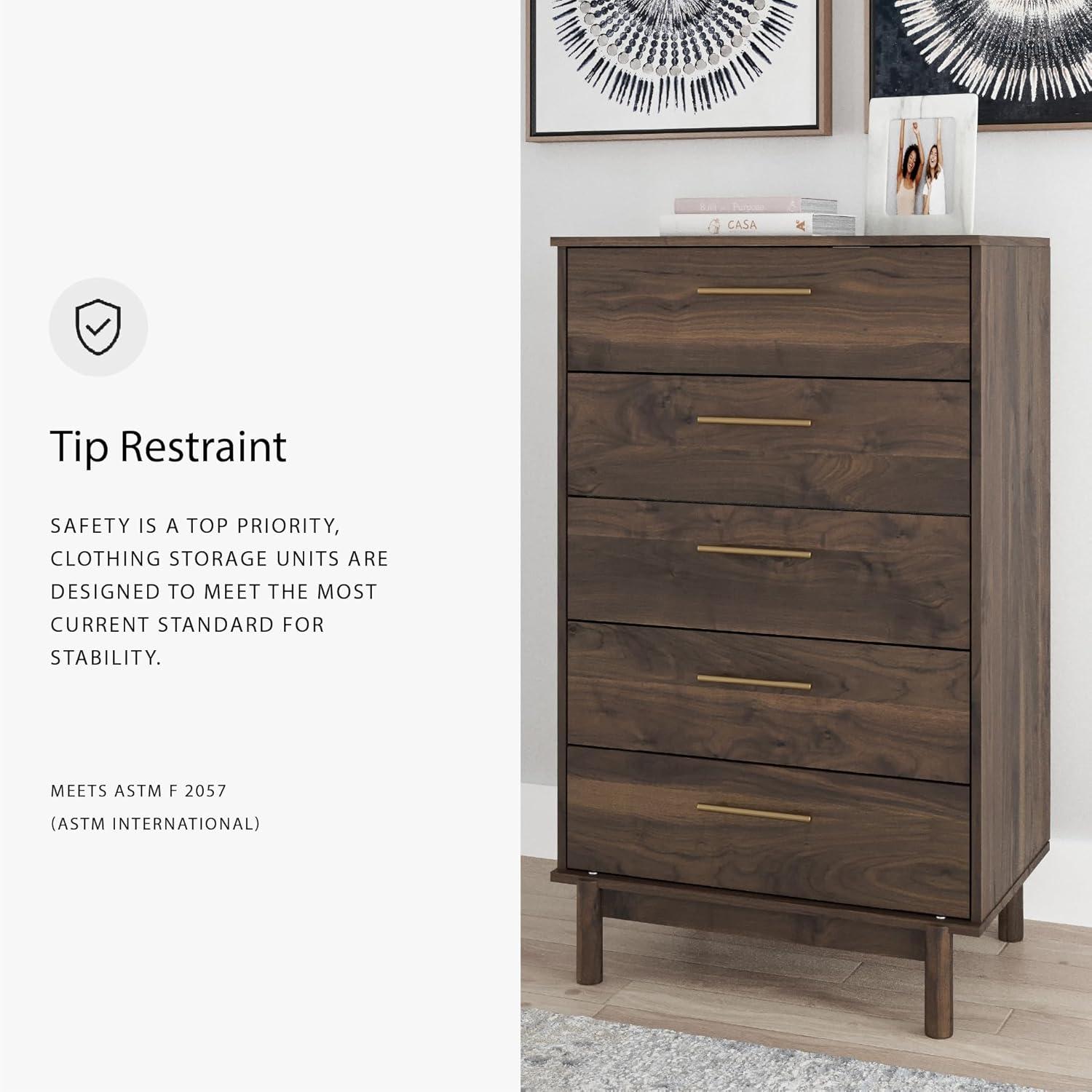 imageSignature Design by Ashley Porter Traditional 5 Drawer Chest of Drawers Dark BrownMocha