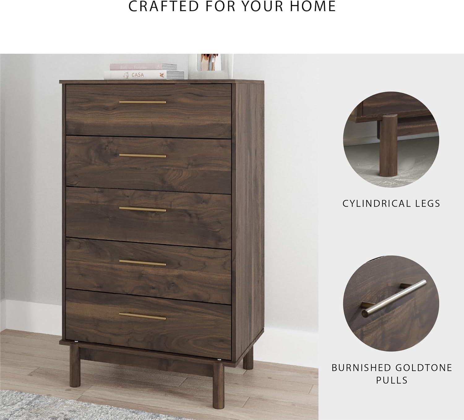 imageSignature Design by Ashley Porter Traditional 5 Drawer Chest of Drawers Dark BrownMocha