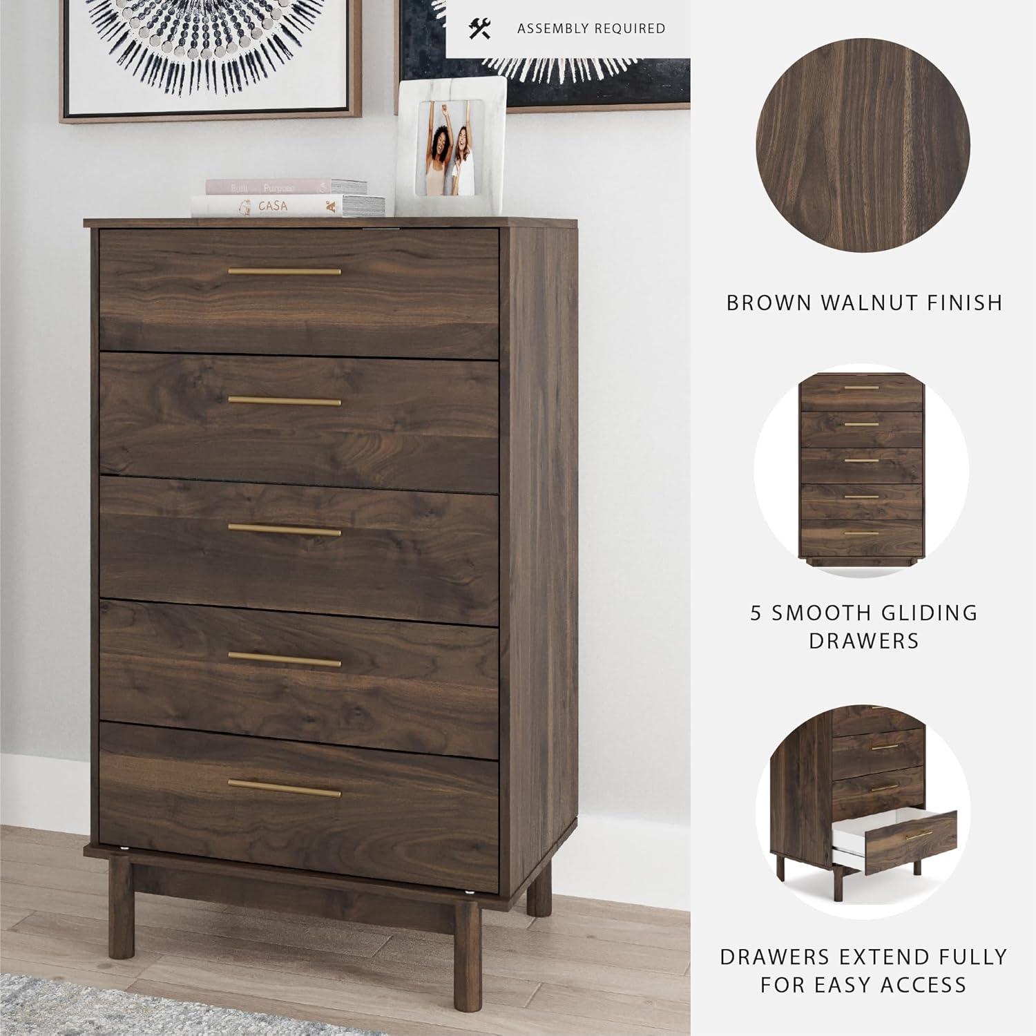 imageSignature Design by Ashley Porter Traditional 5 Drawer Chest of Drawers Dark BrownMocha