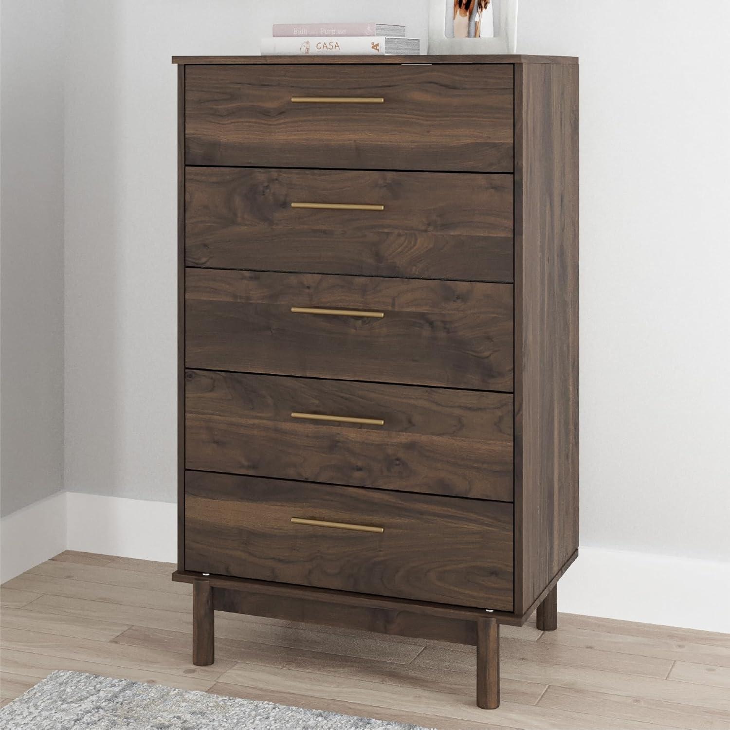 imageSignature Design by Ashley Porter Traditional 5 Drawer Chest of Drawers Dark BrownMocha