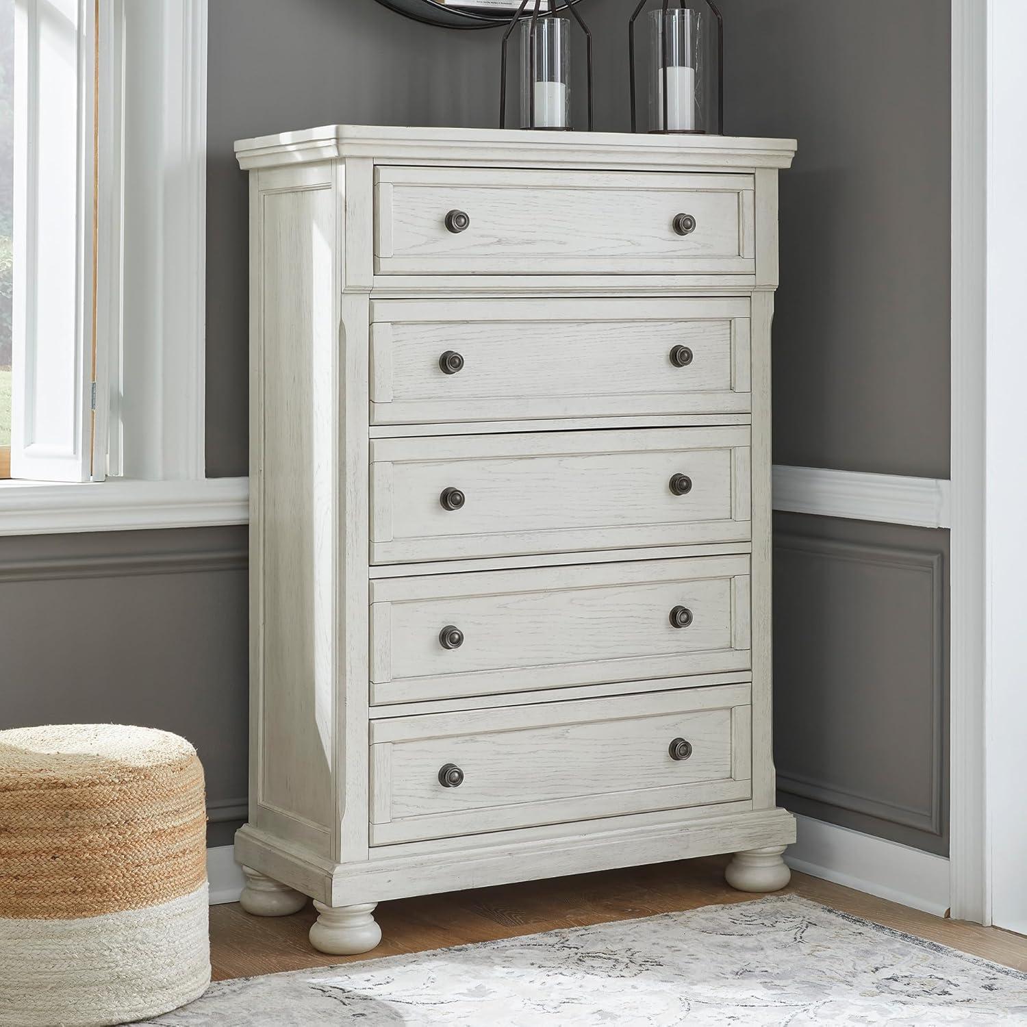 imageSignature Design by Ashley Porter Traditional 5 Drawer Chest of Drawers Dark BrownWhite