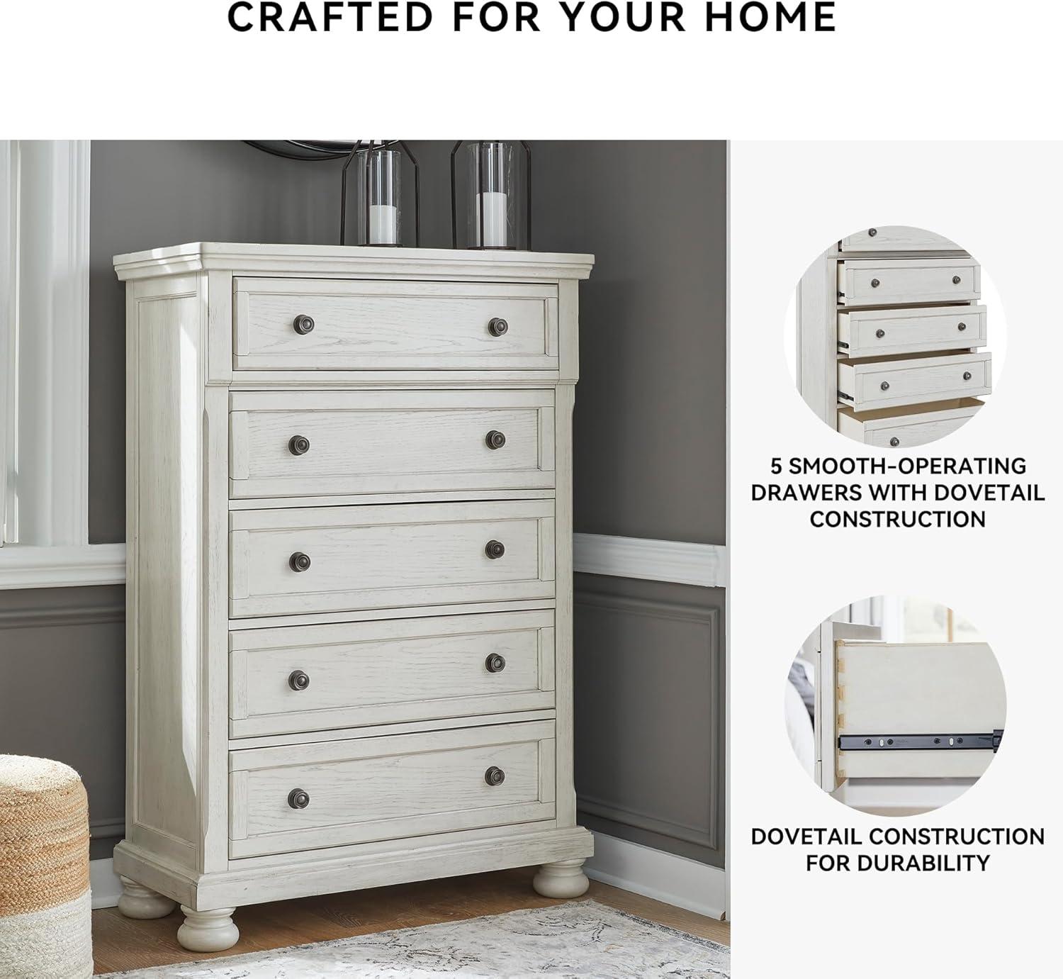 imageSignature Design by Ashley Porter Traditional 5 Drawer Chest of Drawers Dark BrownWhite