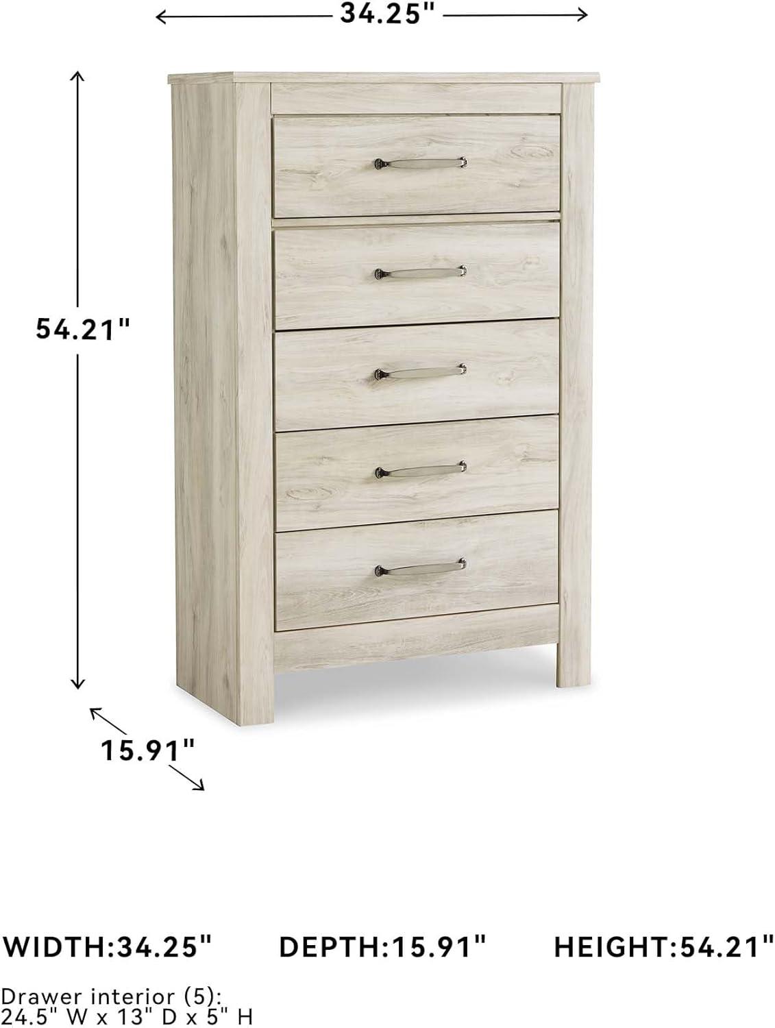imageSignature Design by Ashley Porter Traditional 5 Drawer Chest of Drawers Dark BrownWhitewash