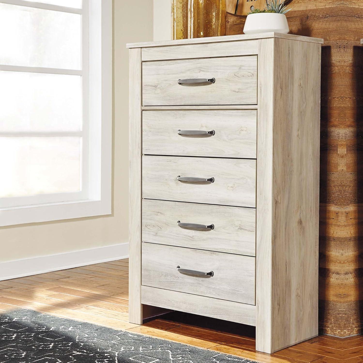 imageSignature Design by Ashley Porter Traditional 5 Drawer Chest of Drawers Dark BrownWhitewash