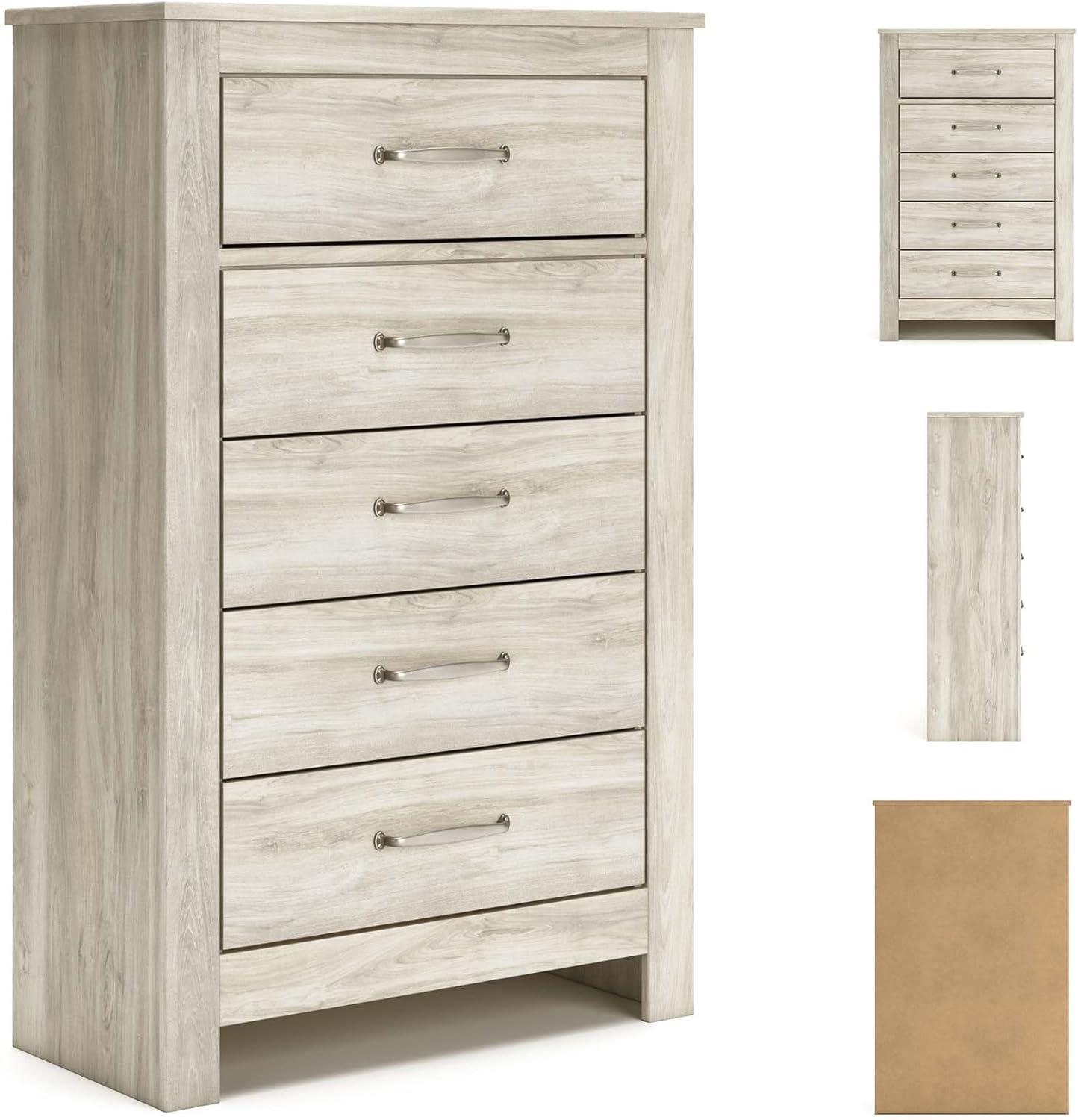 imageSignature Design by Ashley Porter Traditional 5 Drawer Chest of Drawers Dark BrownWhitewash
