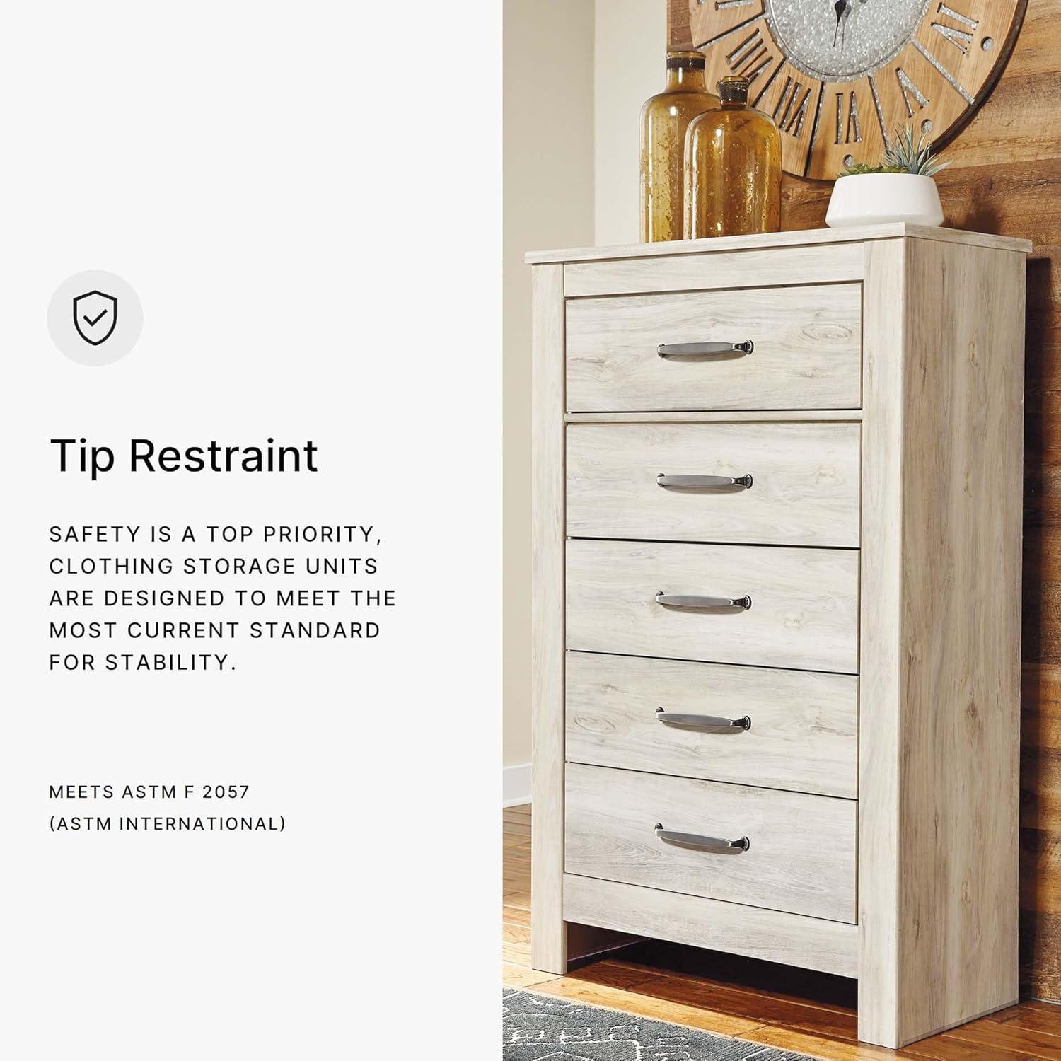 imageSignature Design by Ashley Porter Traditional 5 Drawer Chest of Drawers Dark BrownWhitewash