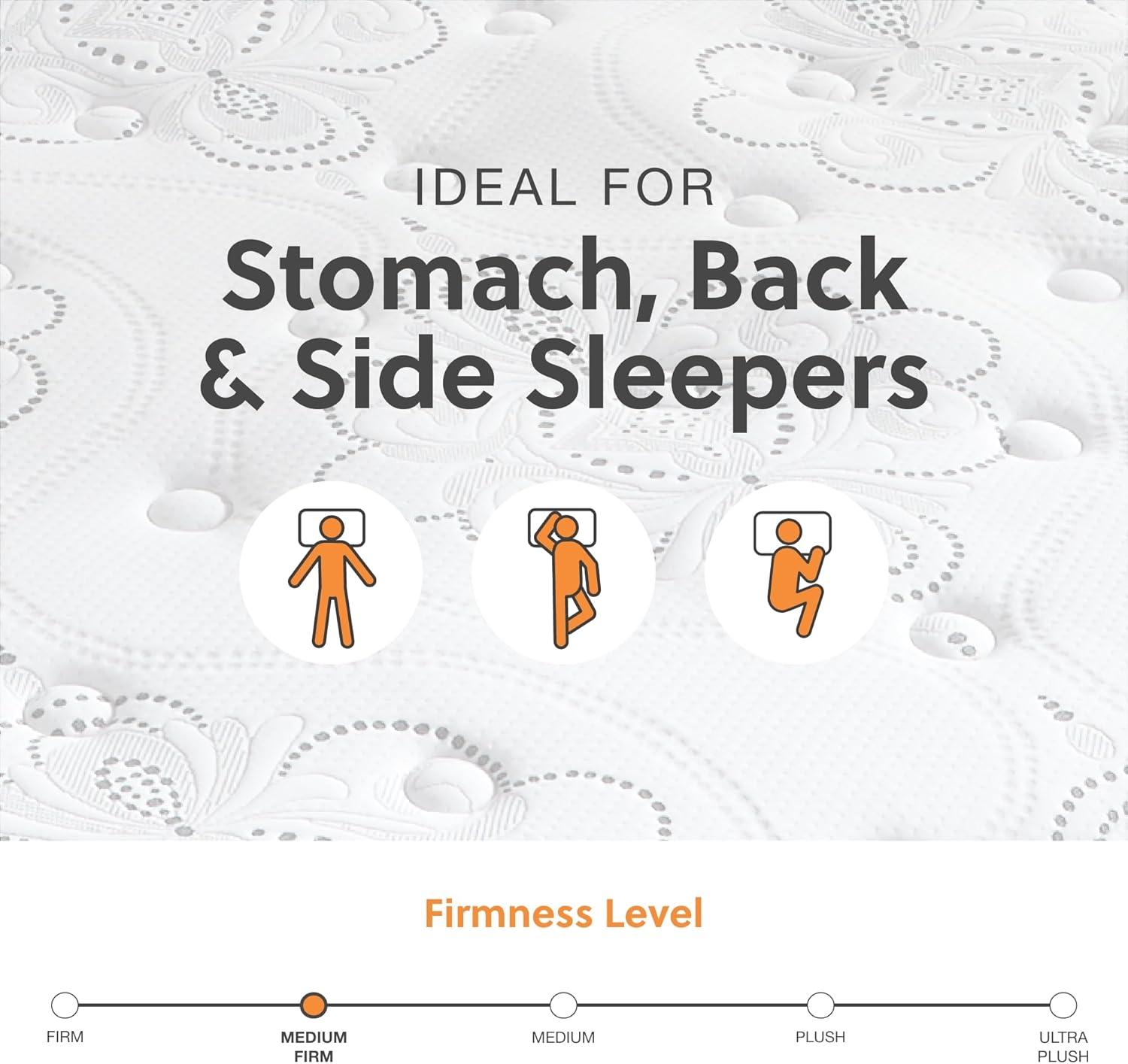 imageSignature Design by Ashley Queen Size Chime 8 Inch Medium Firm Innerspring Mattress with Pressure Relief Quilt Foam Fiberglass Free Mattress In A BoxFull