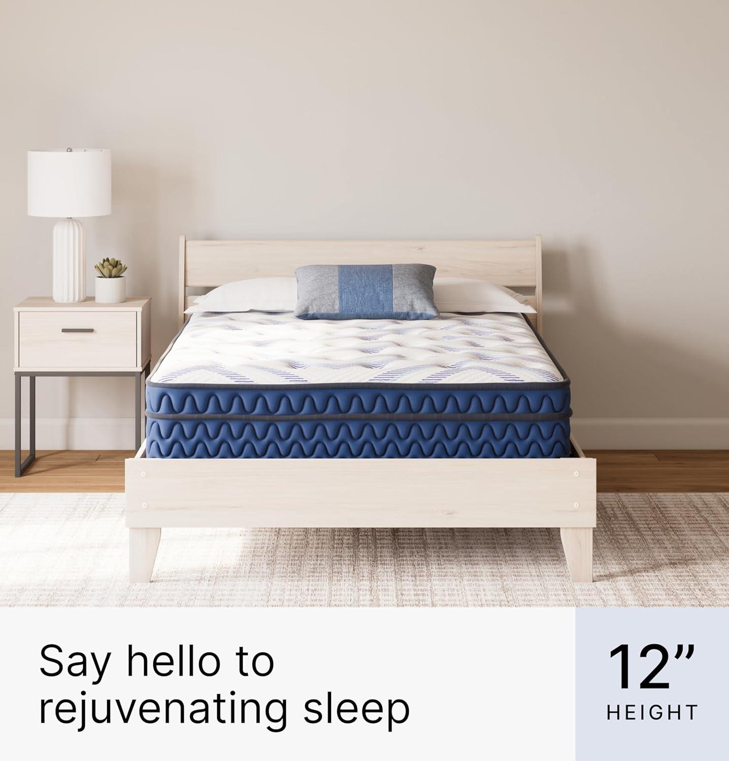 imageSignature Design by Ashley Queen Size Chime 8 Inch Medium Firm Innerspring Mattress with Pressure Relief Quilt Foam Fiberglass Free Mattress In A BoxFull