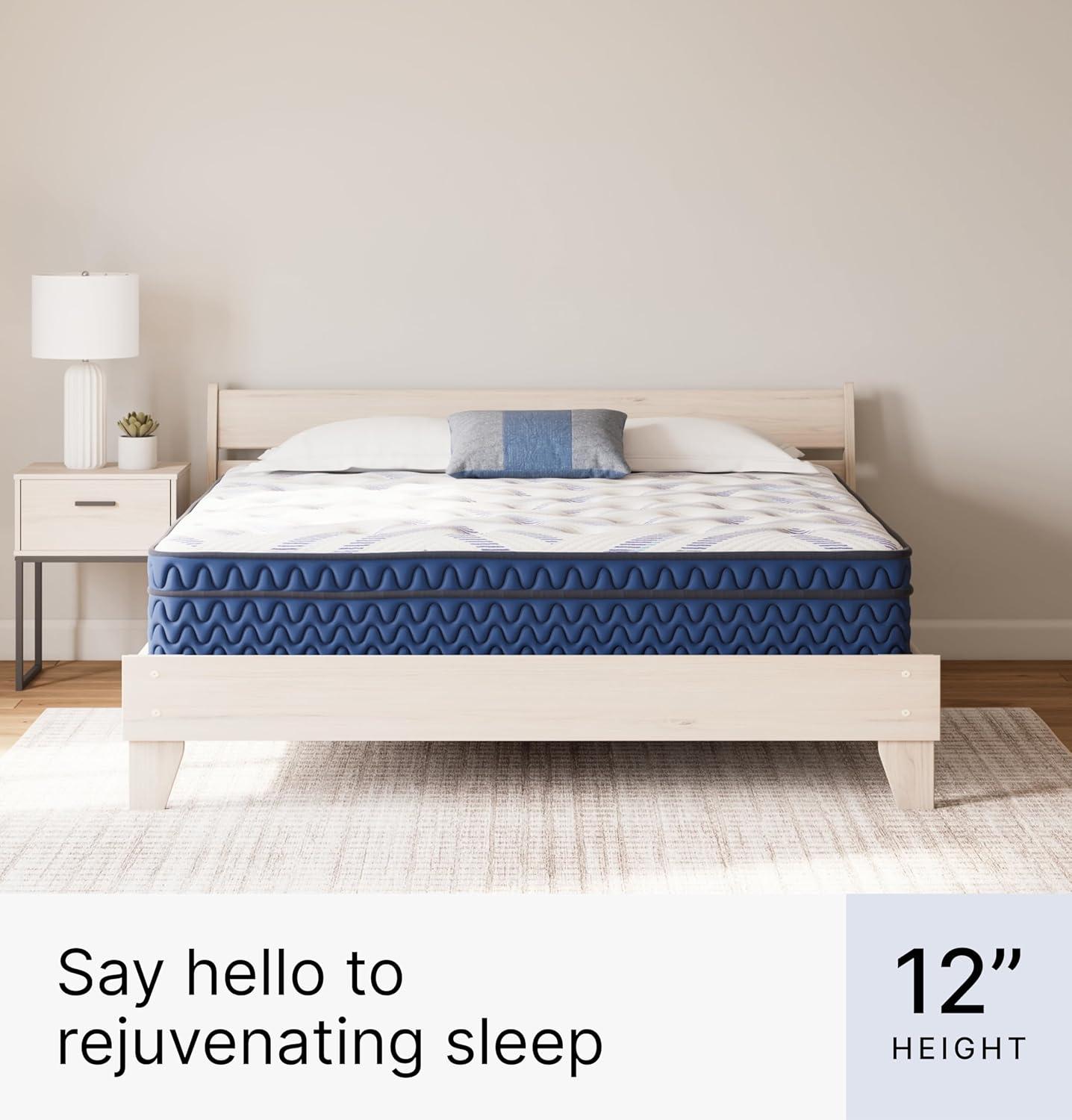 imageSignature Design by Ashley Queen Size Chime 8 Inch Medium Firm Innerspring Mattress with Pressure Relief Quilt Foam Fiberglass Free Mattress In A BoxKing