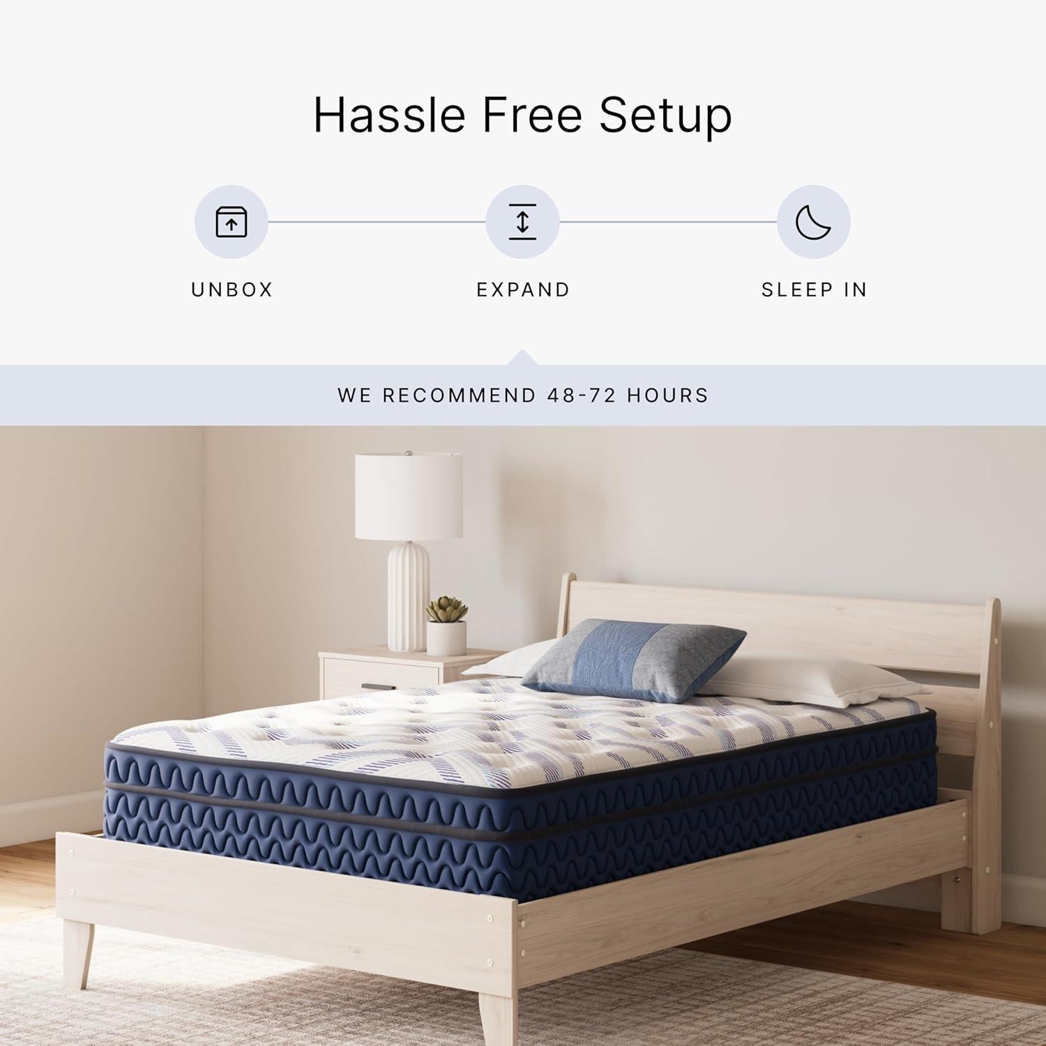 imageSignature Design by Ashley Queen Size Chime 8 Inch Medium Firm Innerspring Mattress with Pressure Relief Quilt Foam Fiberglass Free Mattress In A BoxKing