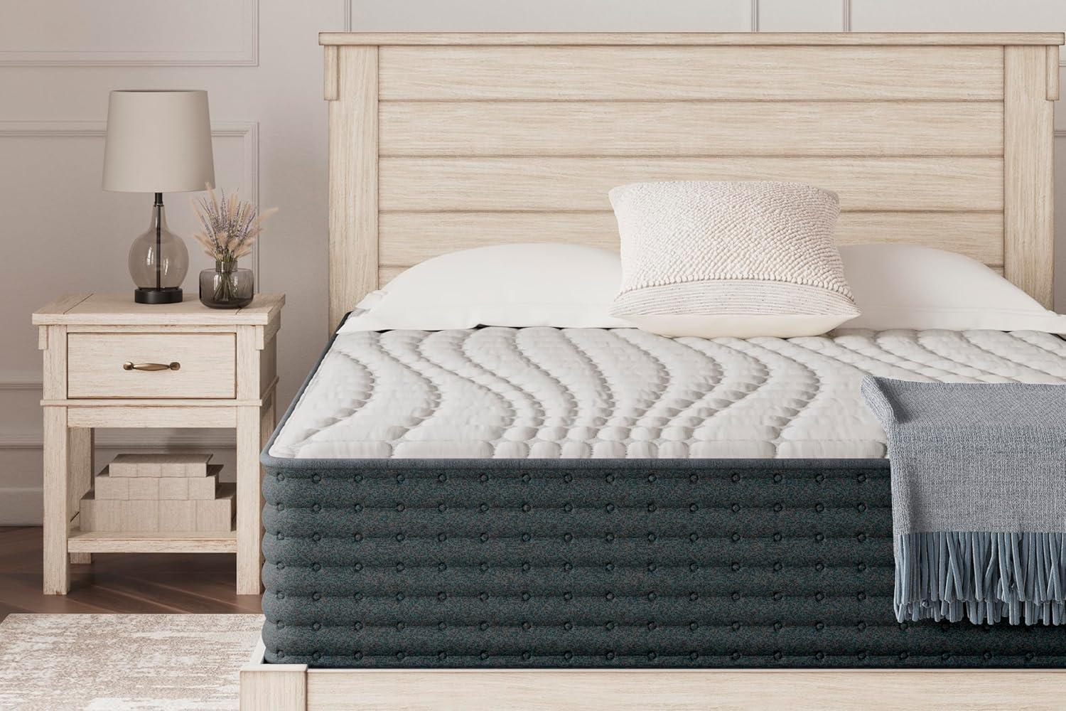 imageSignature Design by Ashley Queen Size Chime 8 Inch Medium Firm Innerspring Mattress with Pressure Relief Quilt Foam Fiberglass Free Mattress In A BoxKing