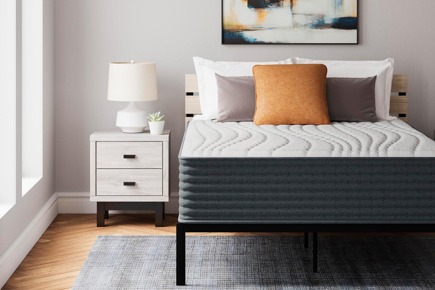 imageSignature Design by Ashley Queen Size Chime 8 Inch Medium Firm Innerspring Mattress with Pressure Relief Quilt Foam Fiberglass Free Mattress In A BoxKing